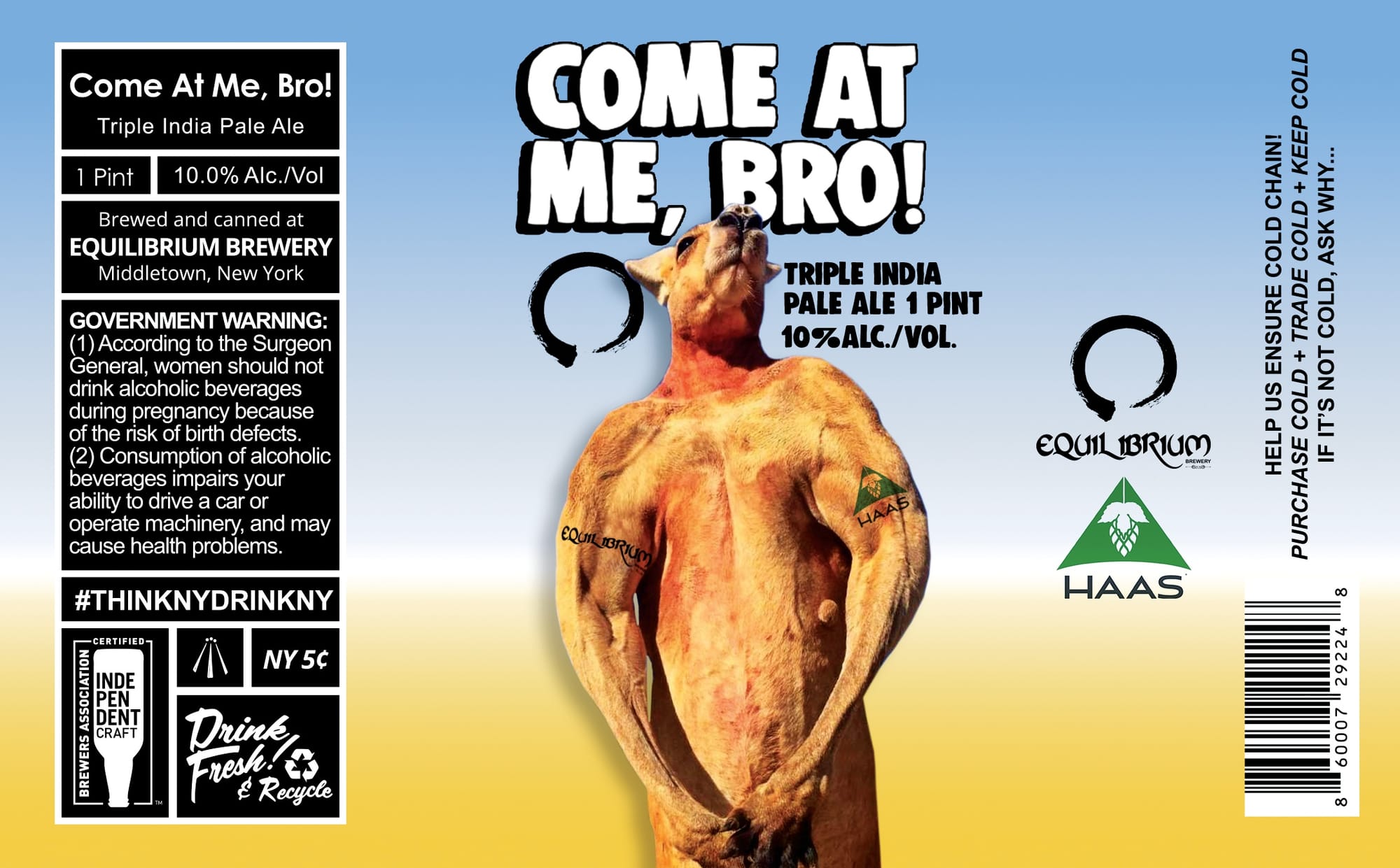 Come At Me, Bro! by Equilibrium Brewery - beer label