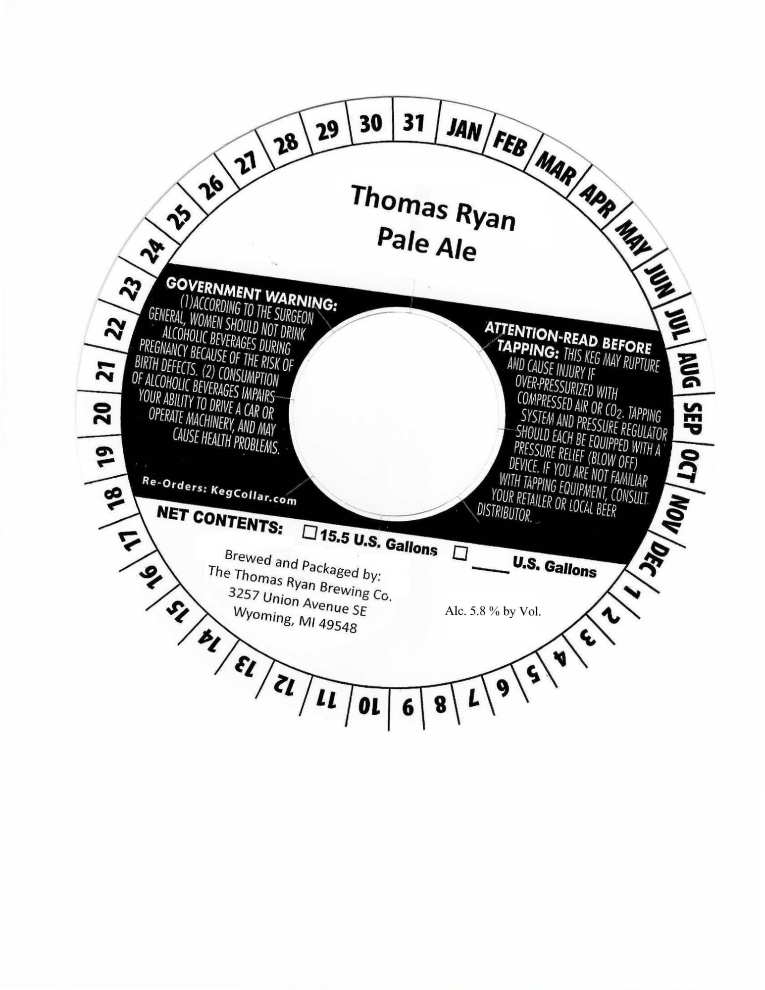 Thomas Ryan Pale Ale by The Thomas Ryan Brewing Co. - beer label