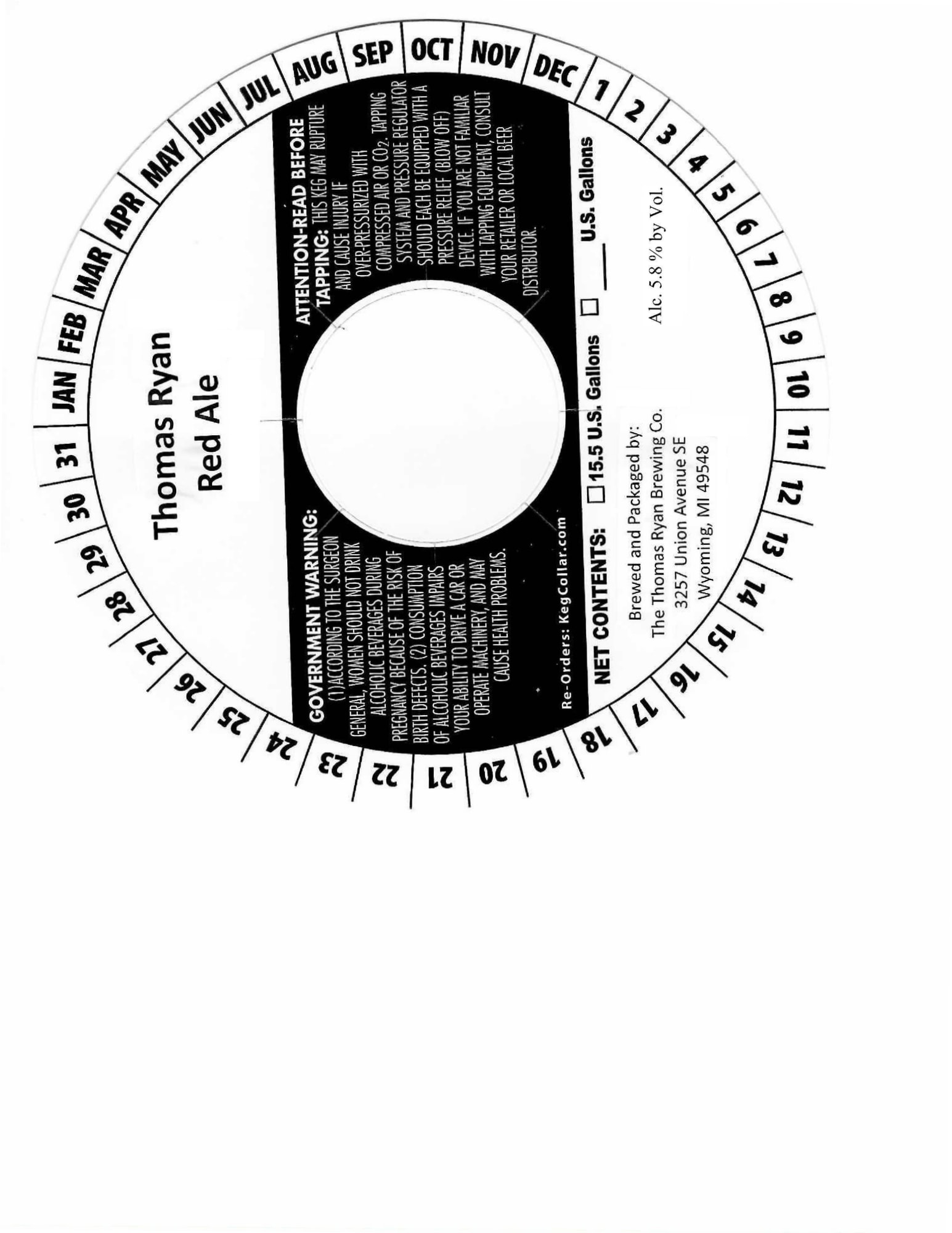 Thomas Ryan Red Ale by The Thomas Ryan Brewing Co. - beer label