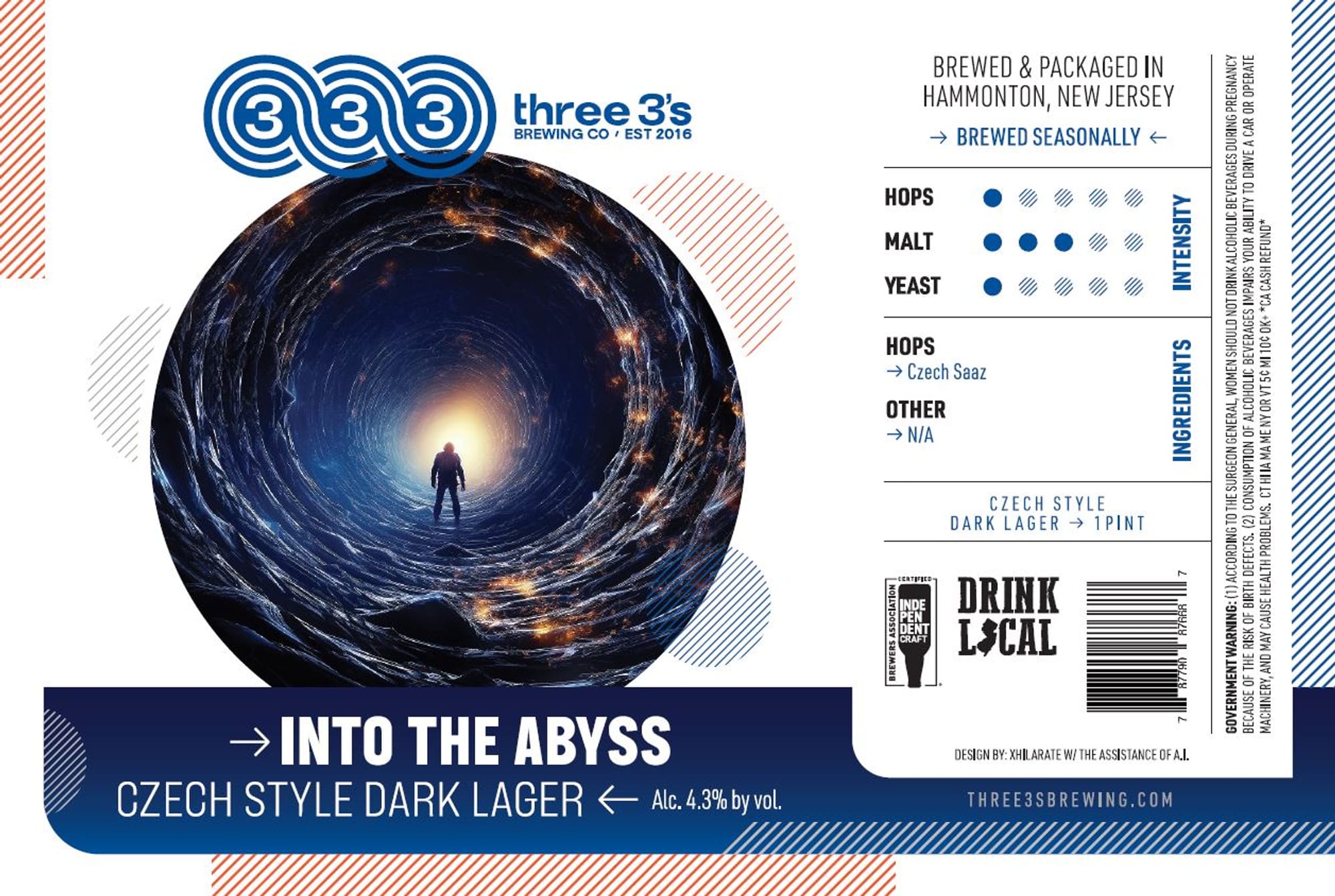 Into the Abyss by Three 3’s Brewing Co. - beer label