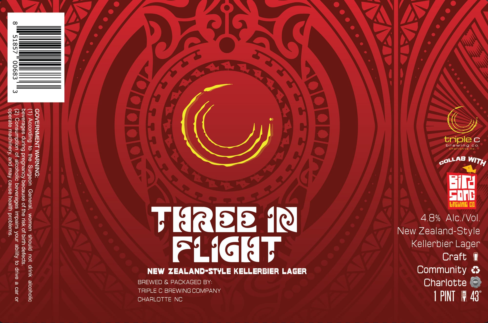 Three in Flight by Triple C Brewing Co. - beer label