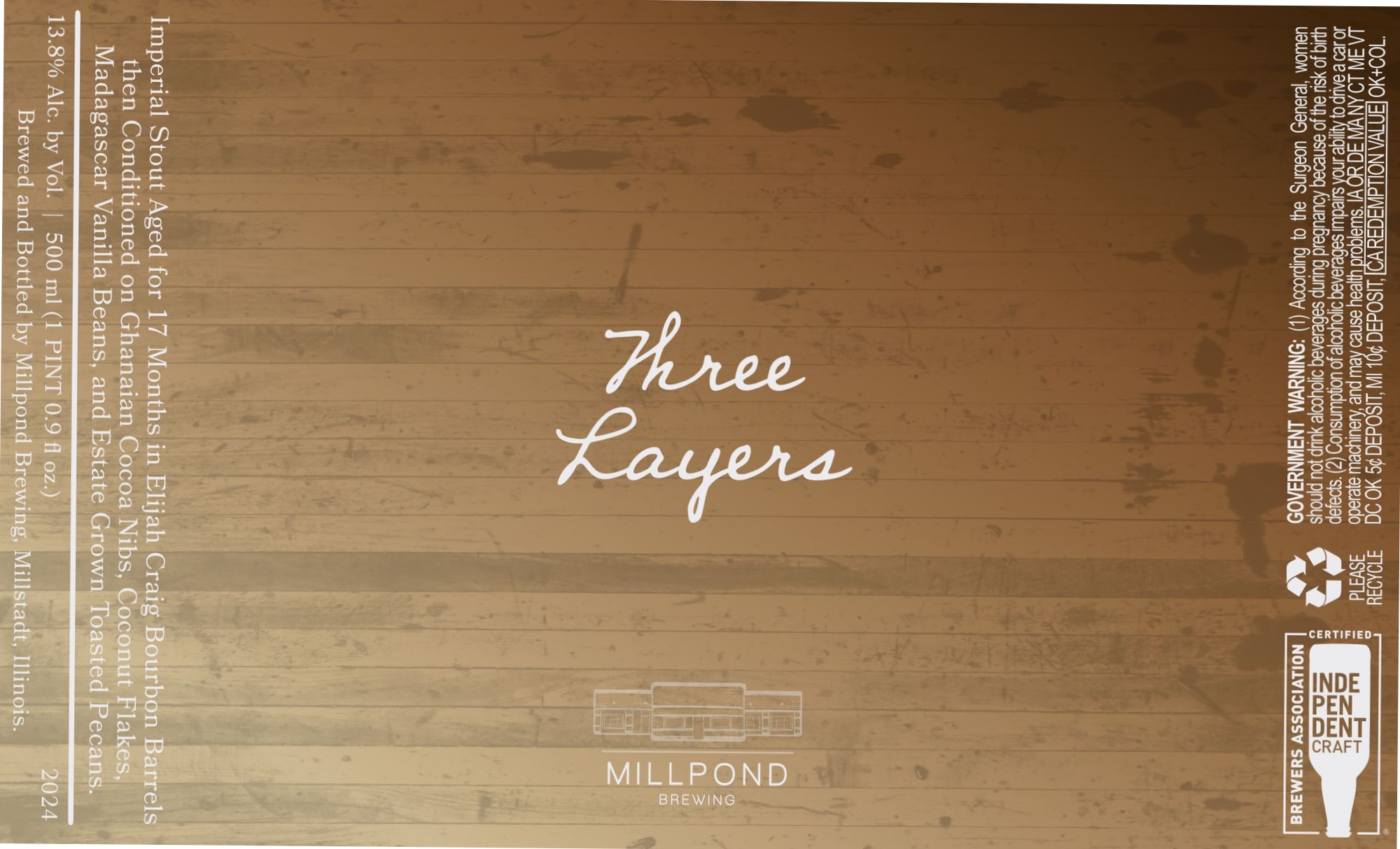 Three Layers by Millpond Brewing - beer label