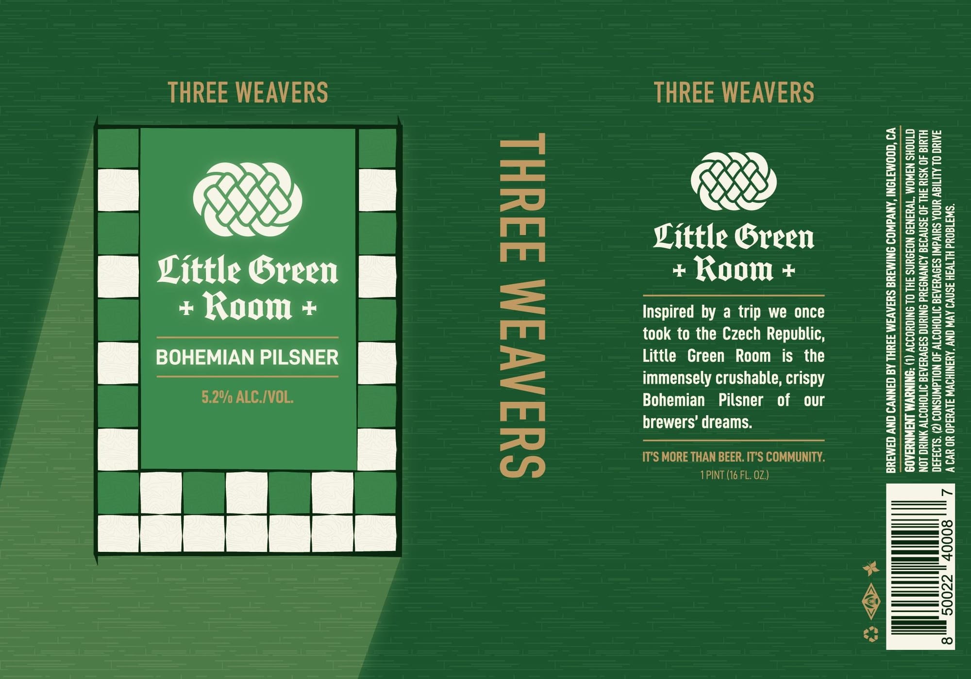 Little Green + Room + by Three Weavers Brewing Company - beer label