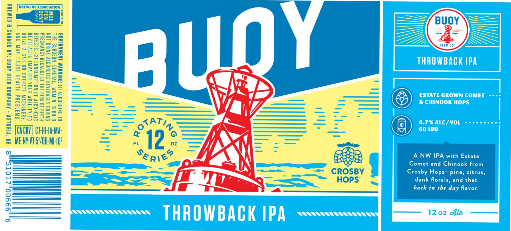 Throwback IPA by Buoy Beer Company - beer label