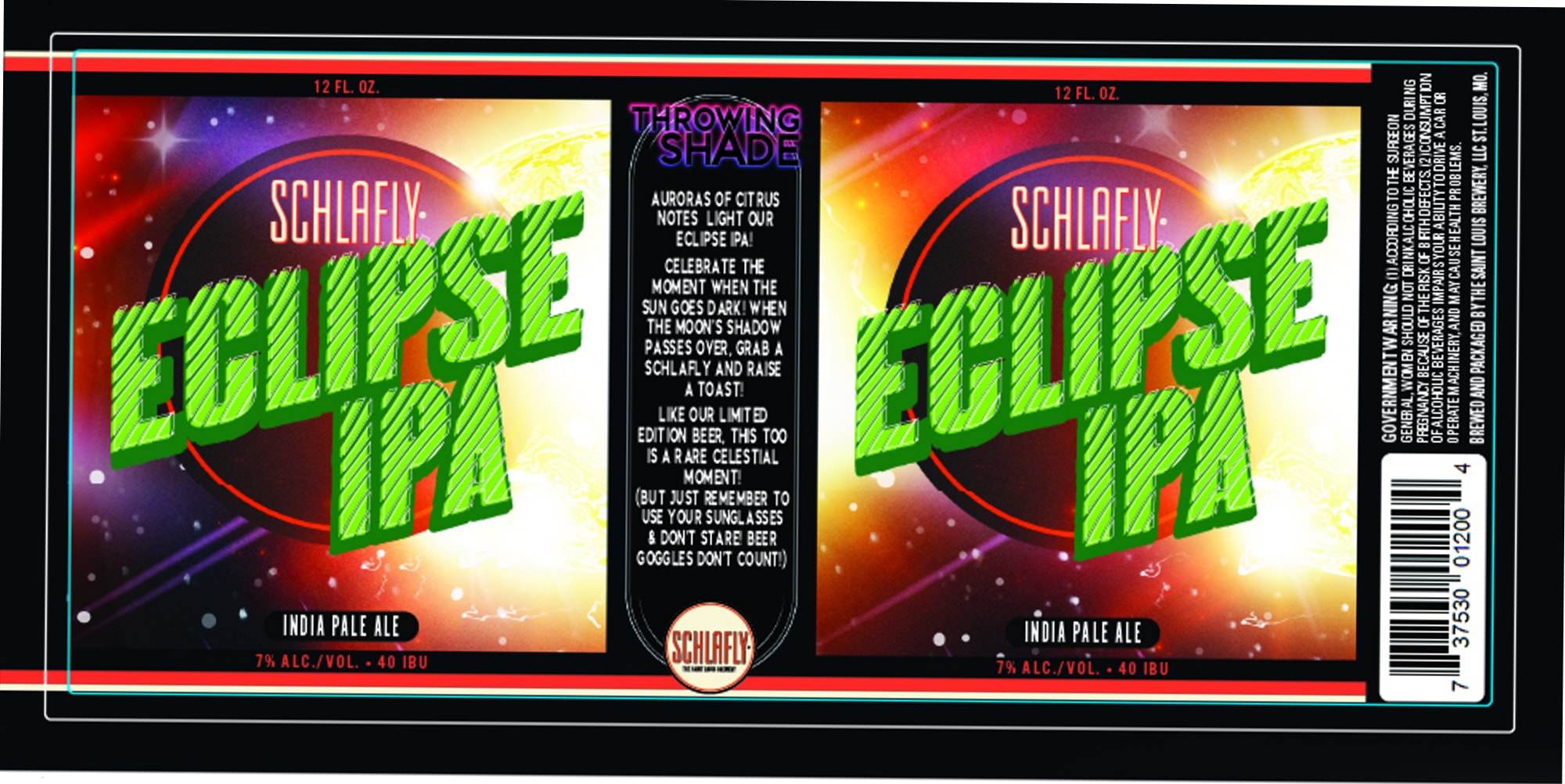 Throwing Shade Aurora’s Eclipse IPA by Schlafly Beer - beer label