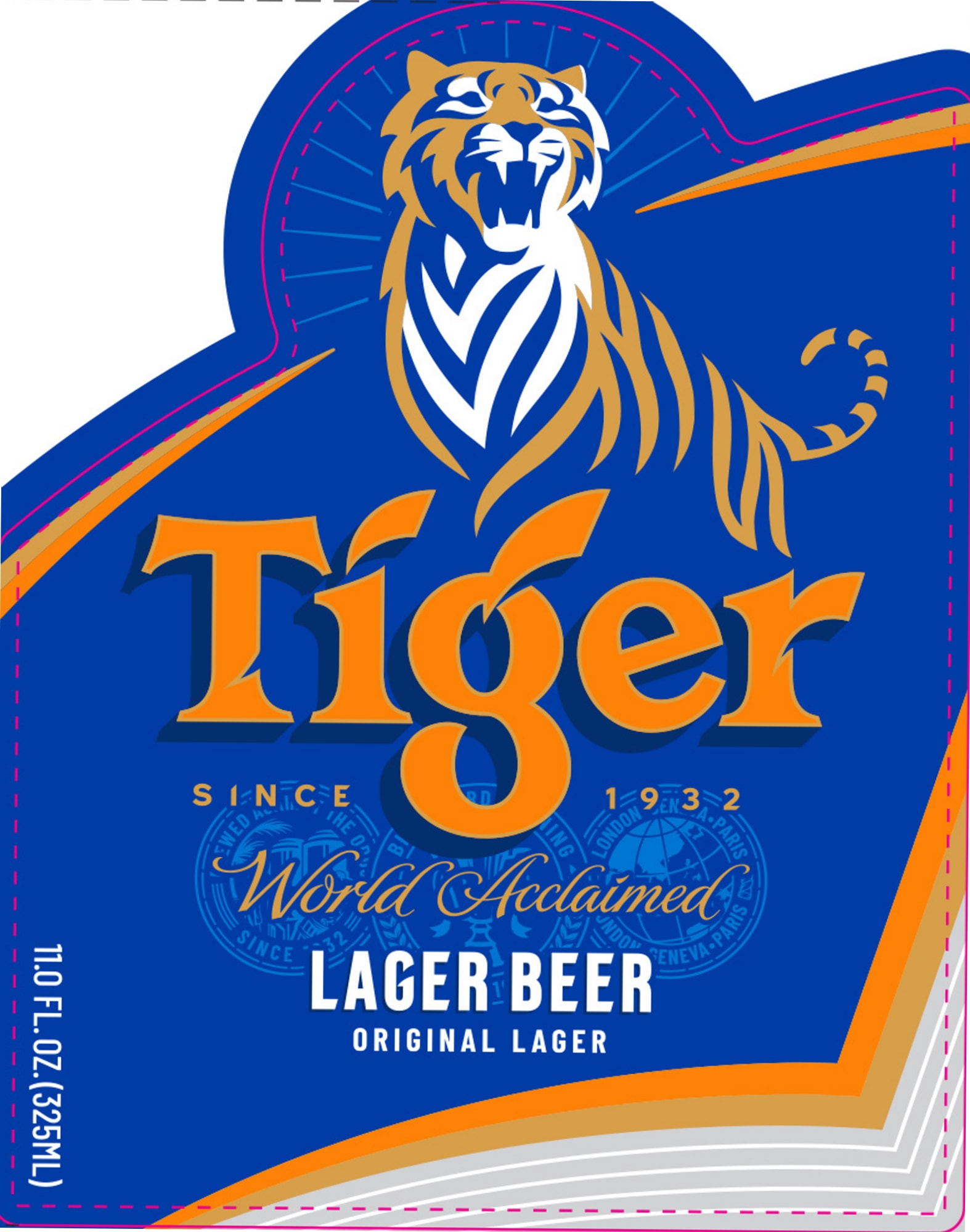 Tiger Lager Beer by Tiger - beer label