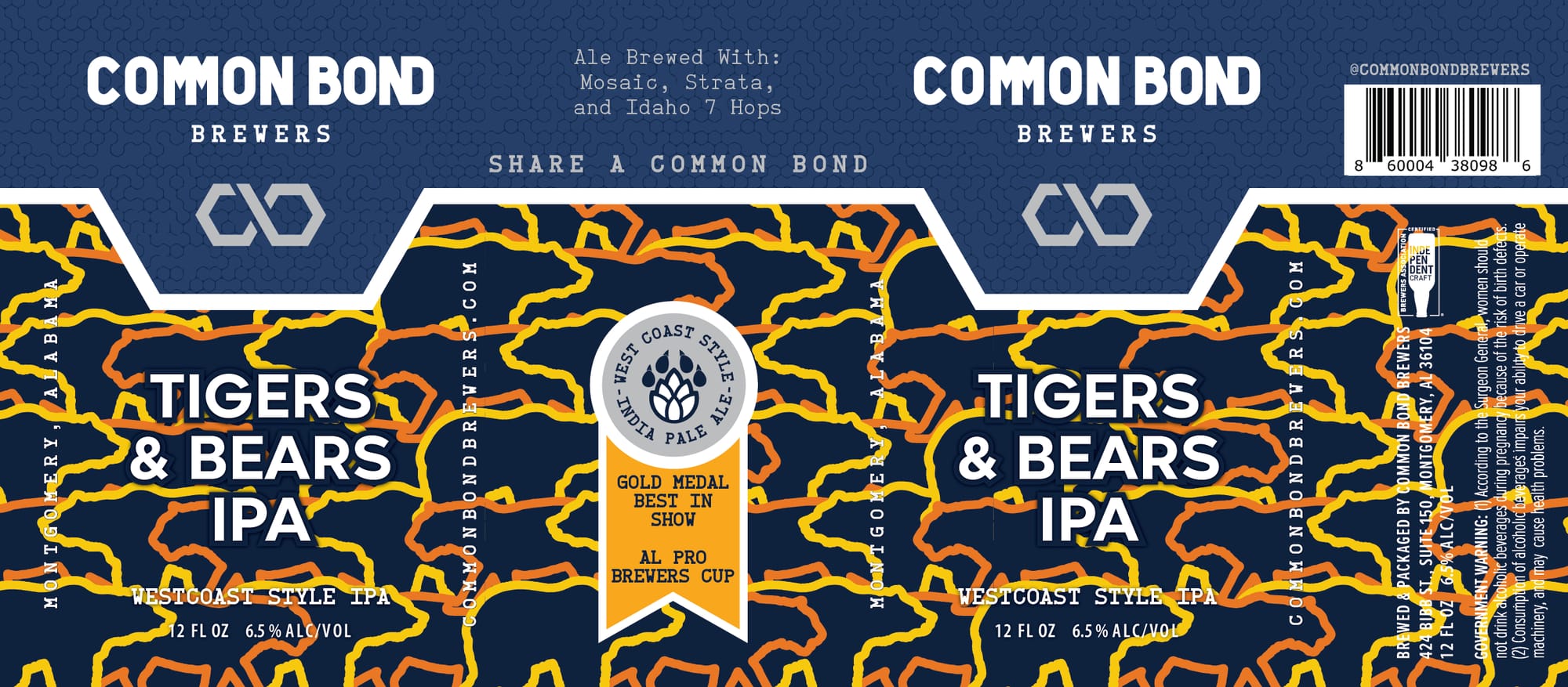 Tigers & Bears IPA by Common Bond Brewers - beer label