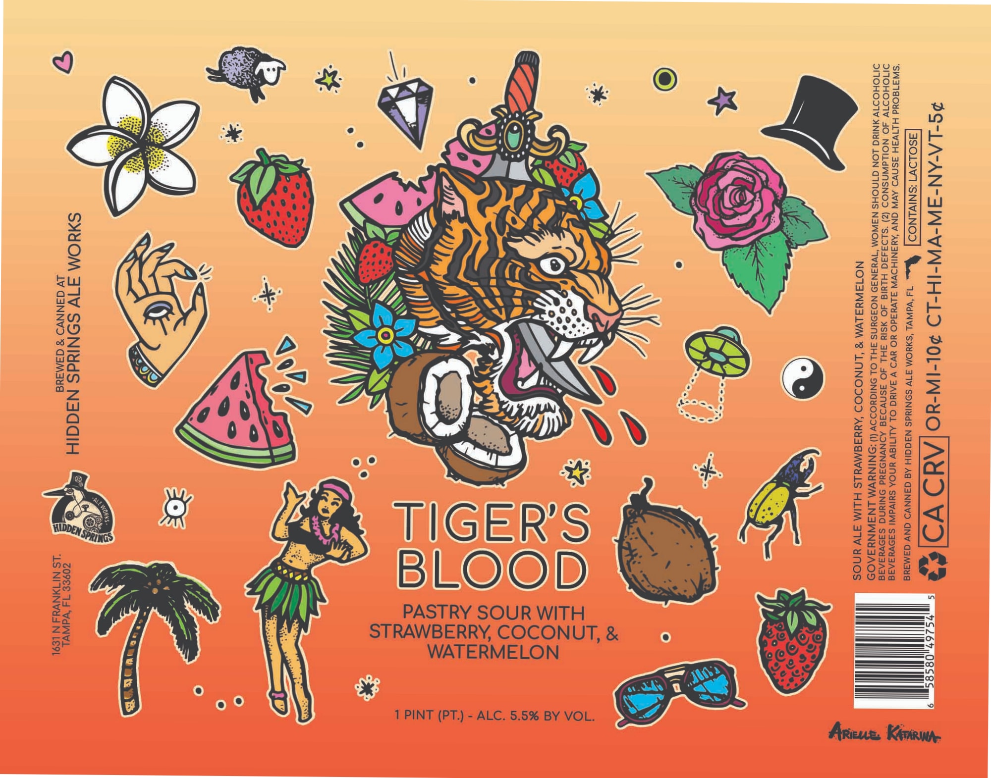 Tiger’s Blood by Hidden Springs Ale Works - beer label