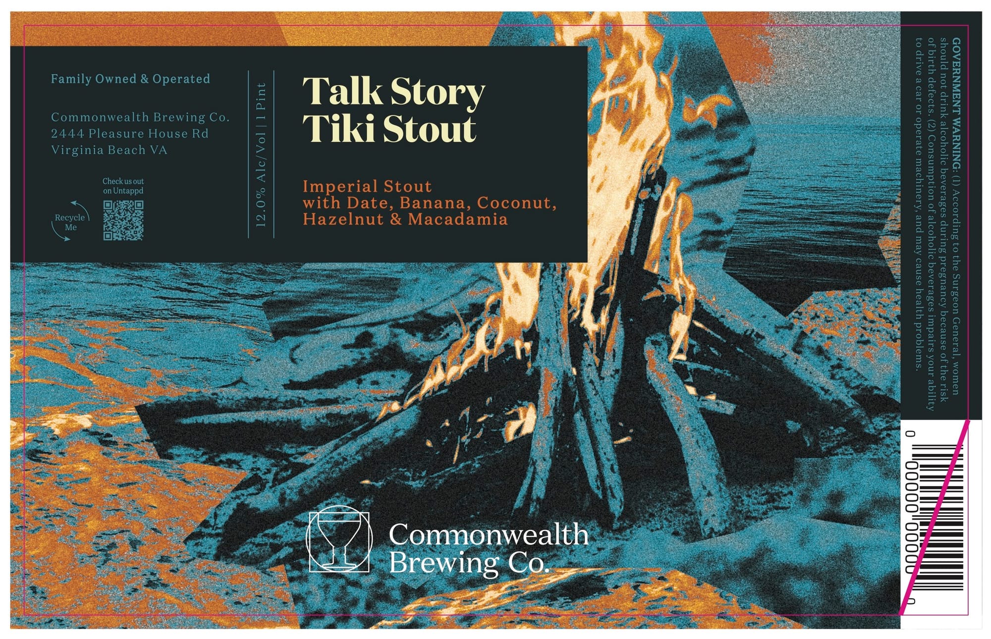 Talk Story Tiki Stout by Commonwealth Brewing Co. - beer label