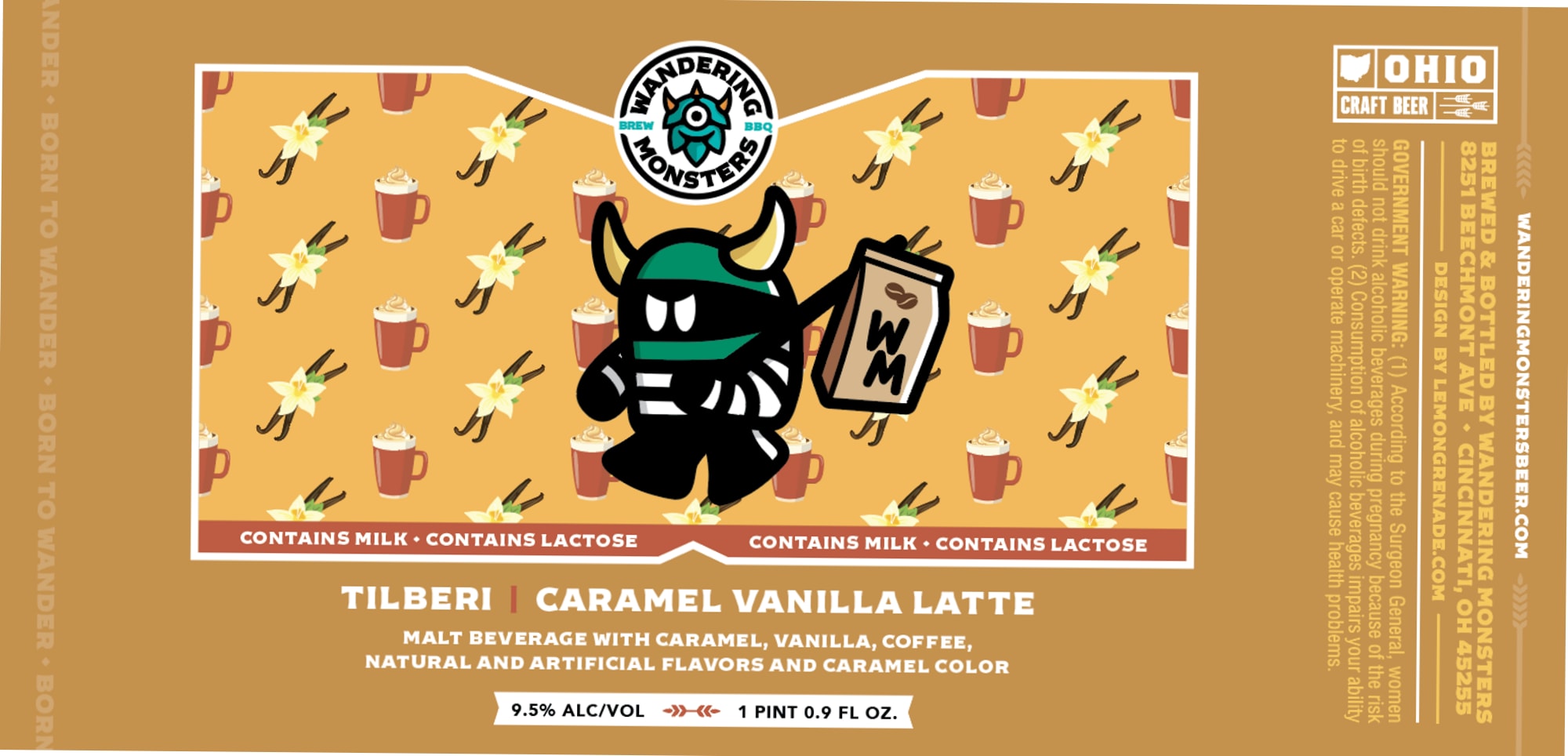 Tilberi Caramel Vanilla Latte by Wandering Monsters Brewing - beer label