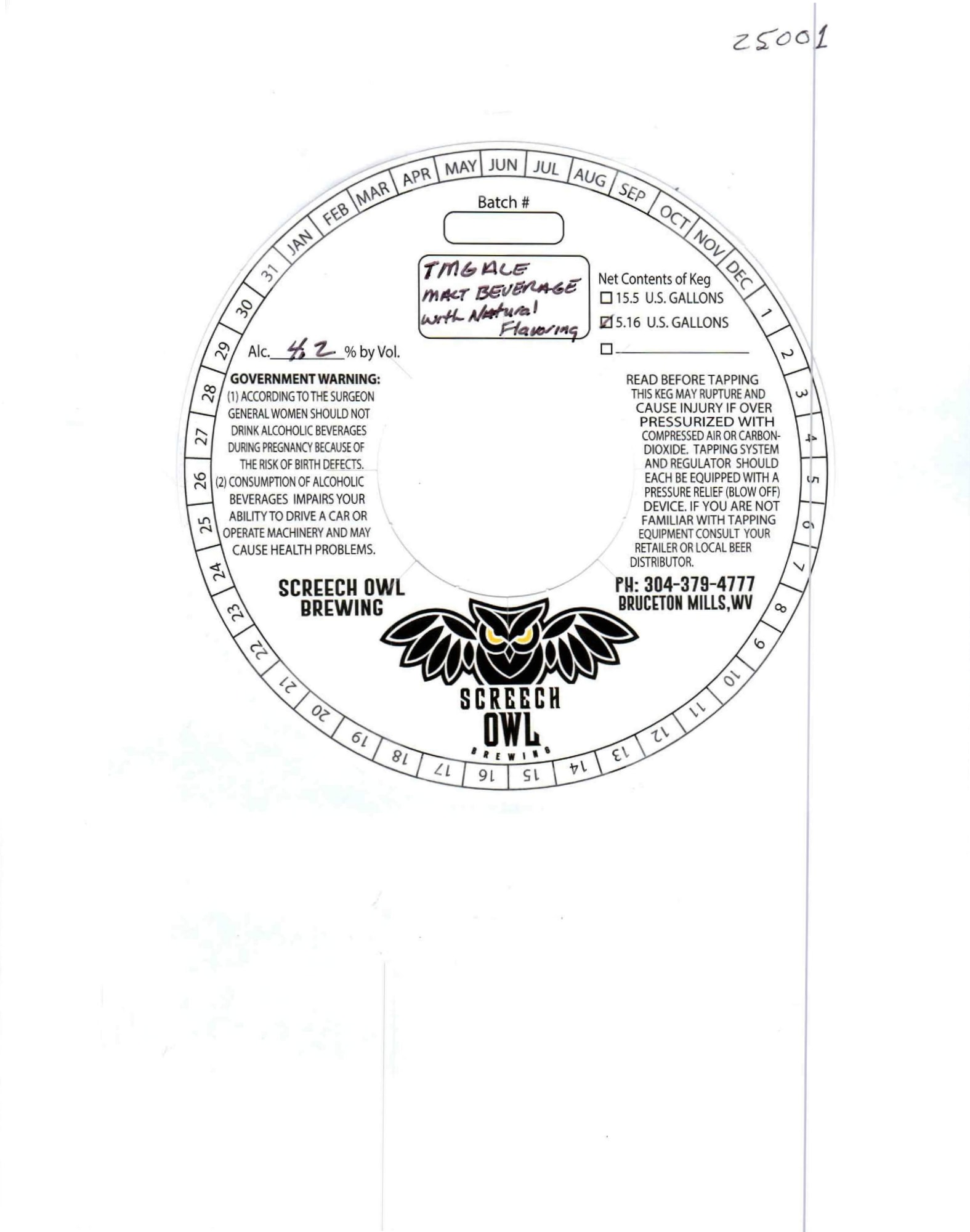 Time Ale Malt Beverage by Screech Owl Brewing - beer label