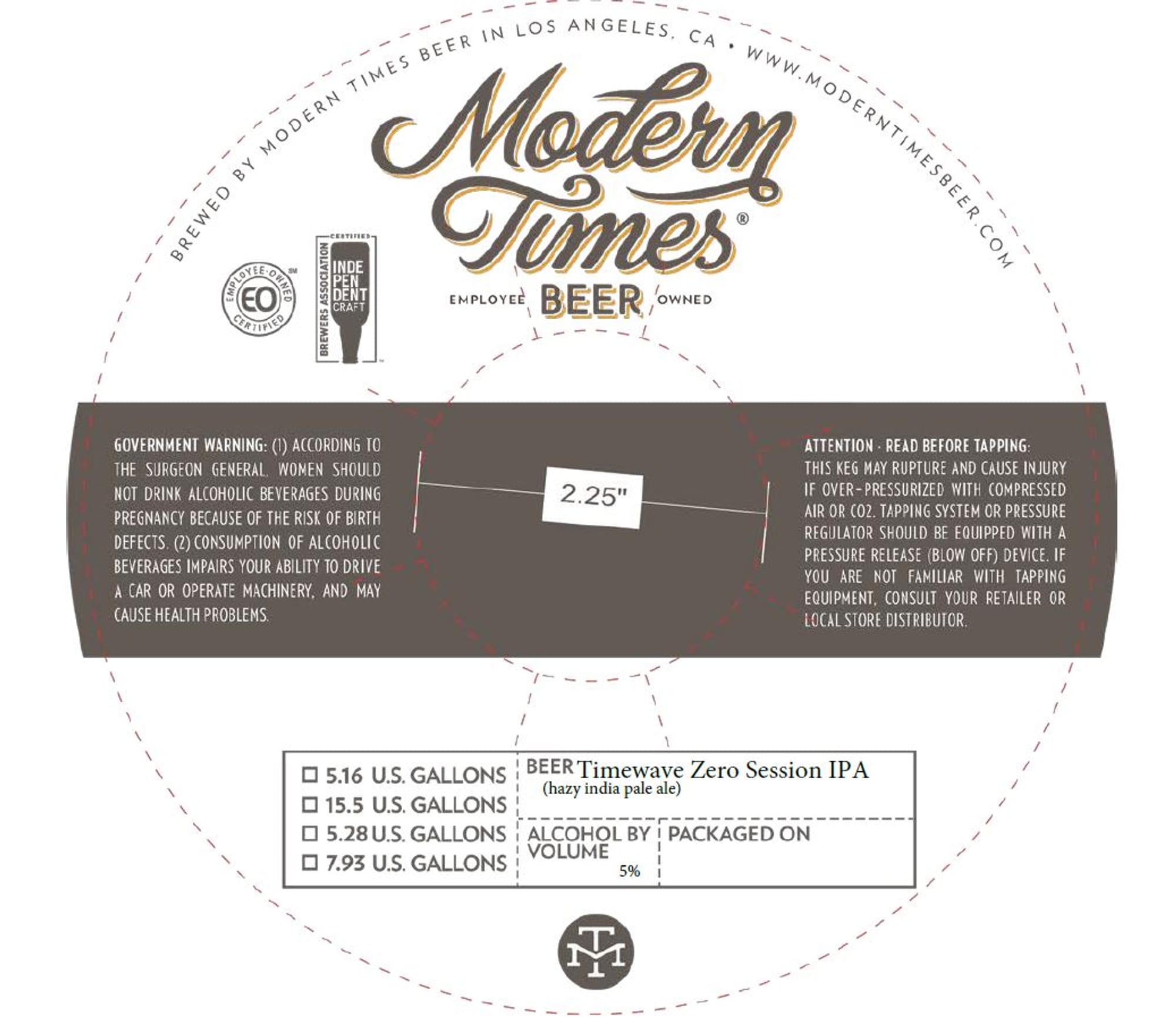 Timewave Zero Session IPA by Modern Times Beer - beer label