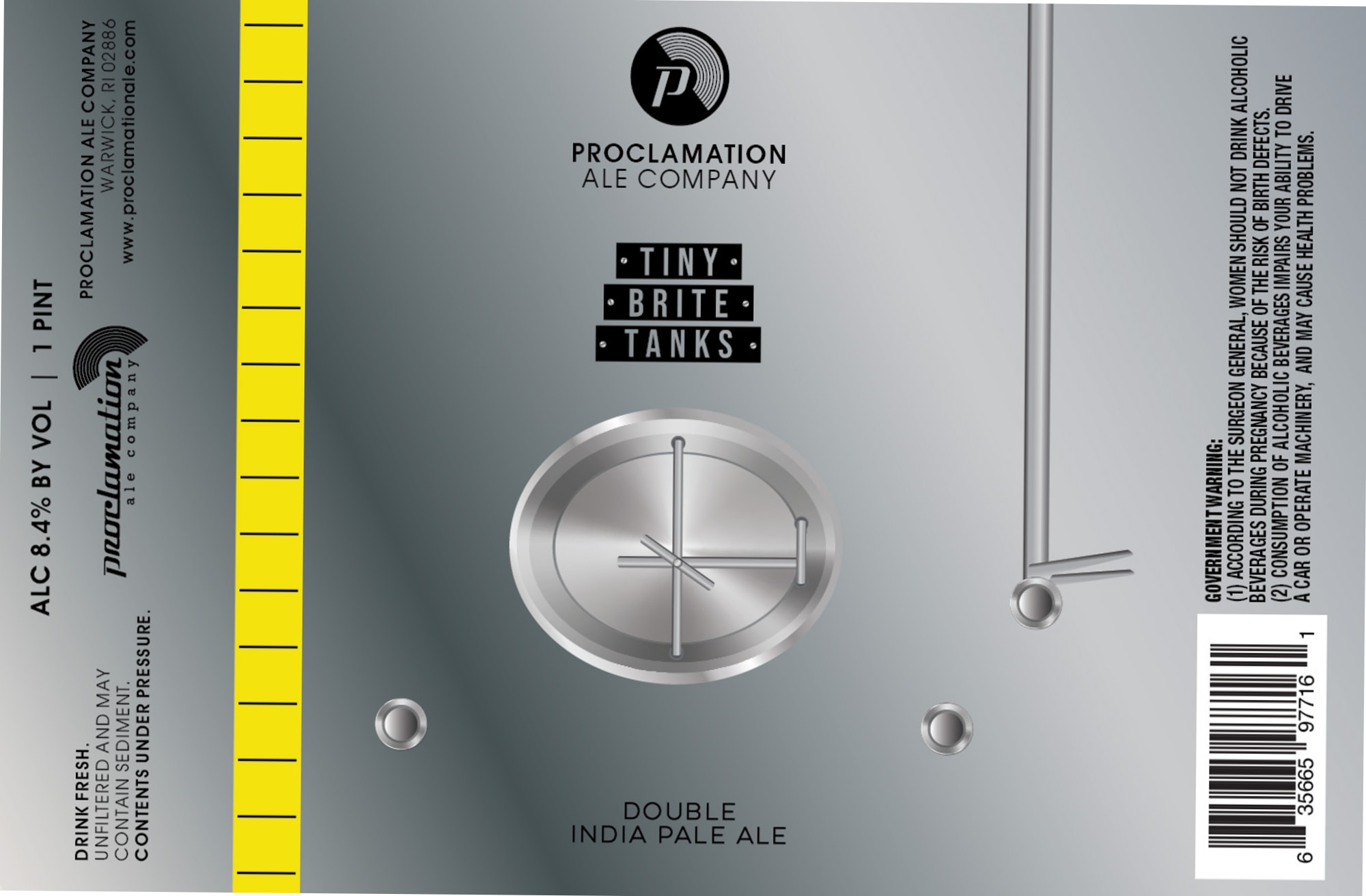 Tiny Brite Tanks by Proclamation Ale Company - beer label