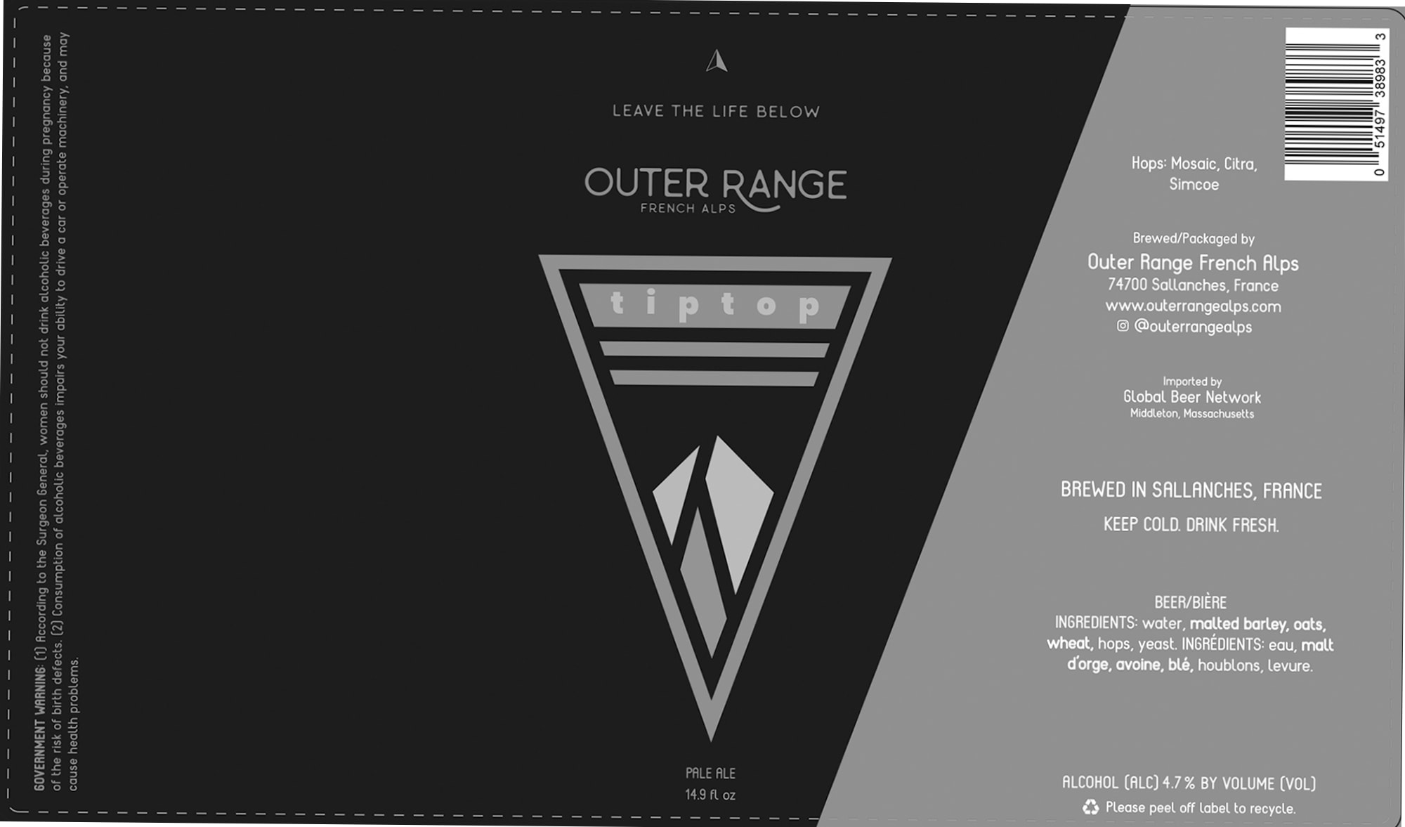 tiptop by Outer Range Flops - beer label