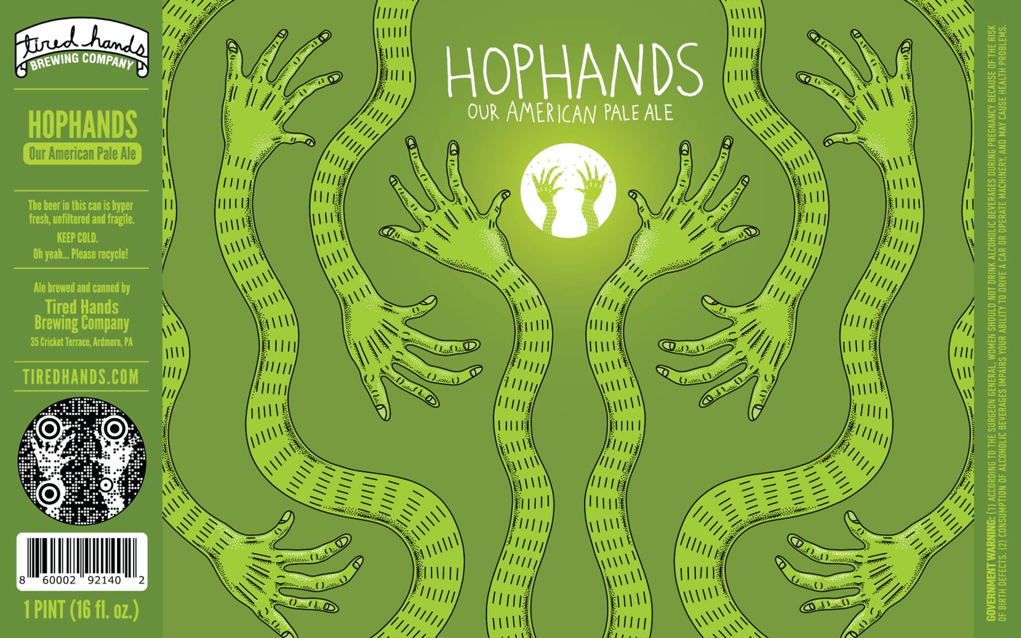 Hophands by Tired Hands Brewing Company - beer label