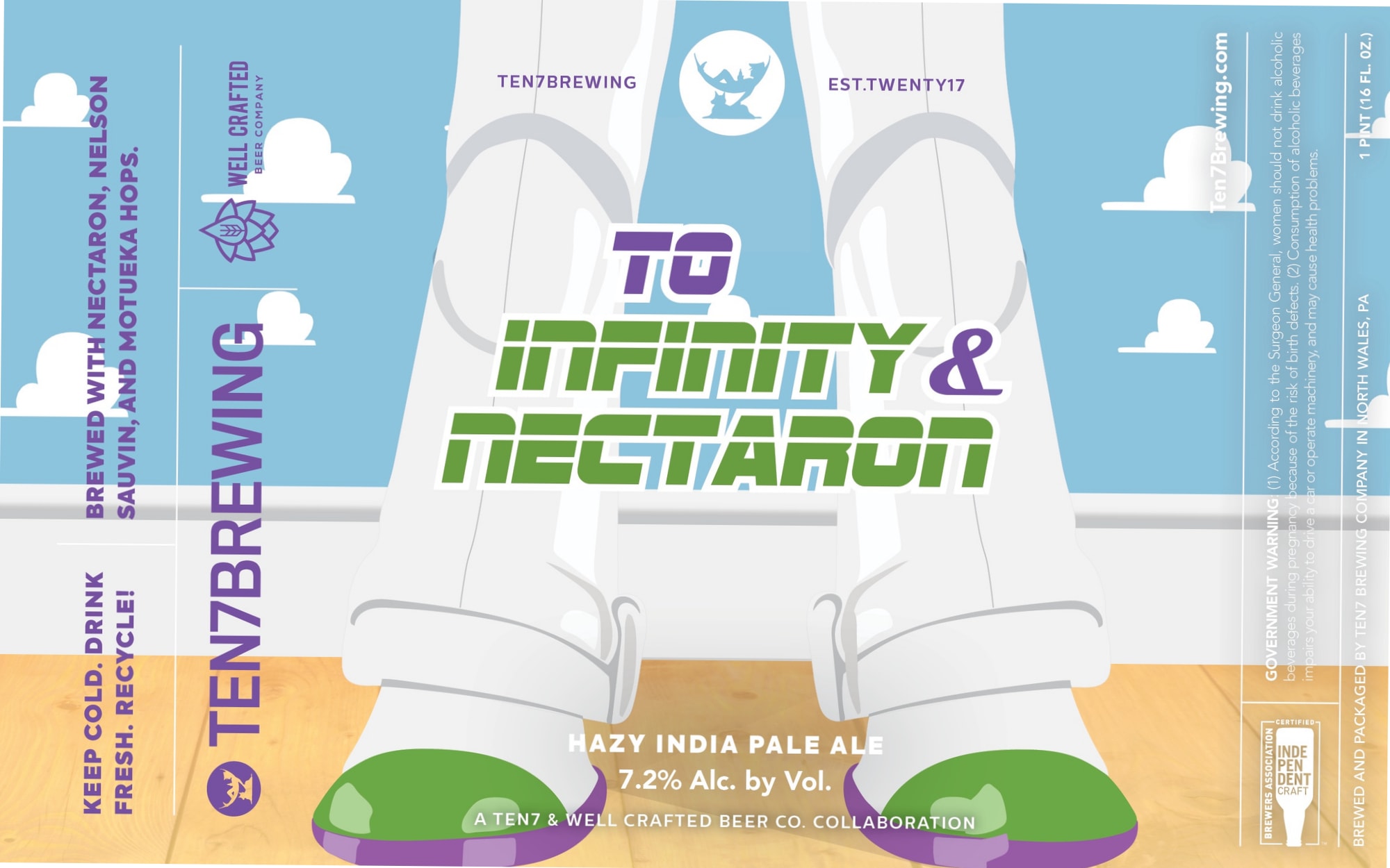 To Infinity & Nectaron by Ten7Brewing - beer label