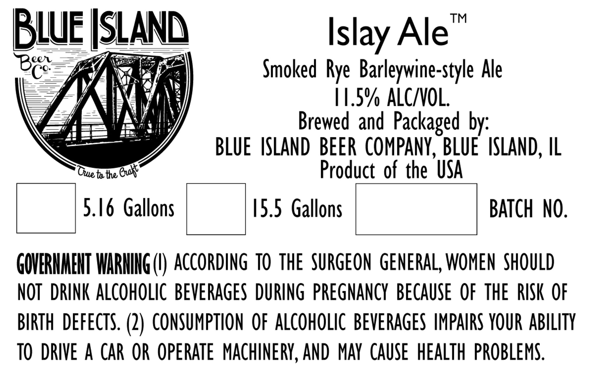 Islay Ale by Blue Island Beer Company - beer label