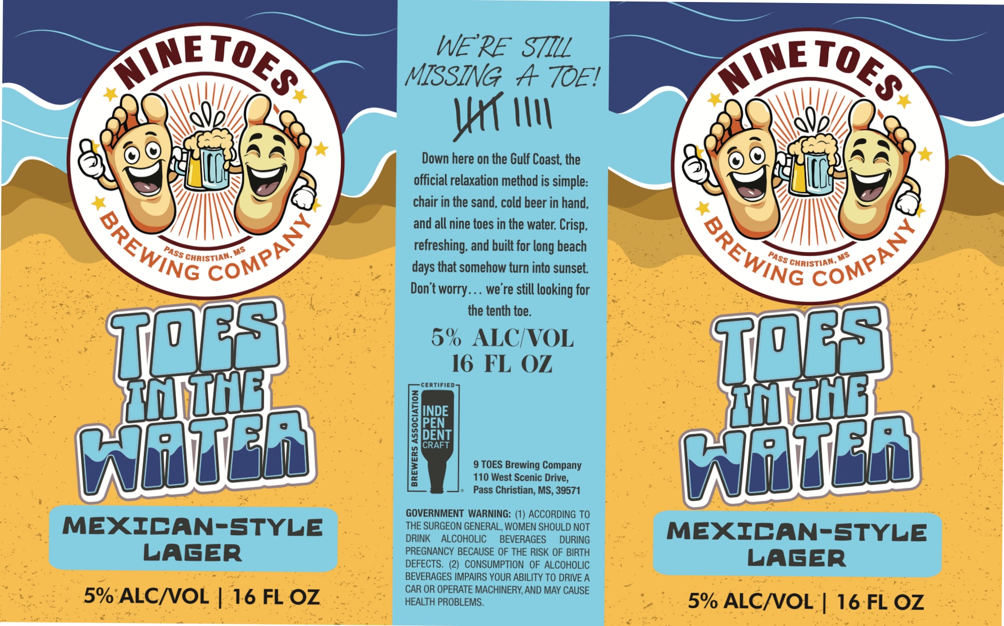 Toes in the Water by Nine Toes Brewing Company - beer label