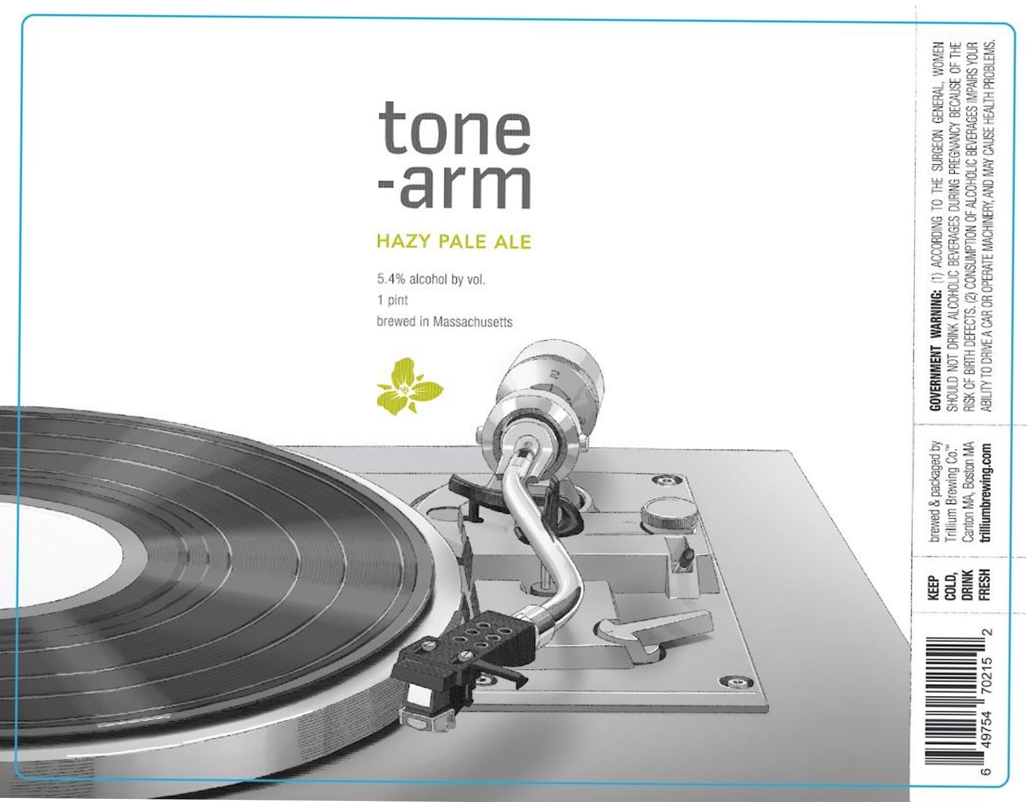 Tone Arm by Trillium Brewing - beer label