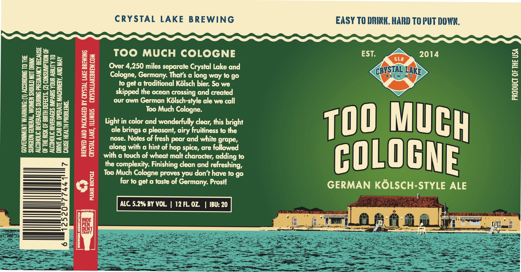 Too Much Cologne by Crystal Lake Brewing - beer label