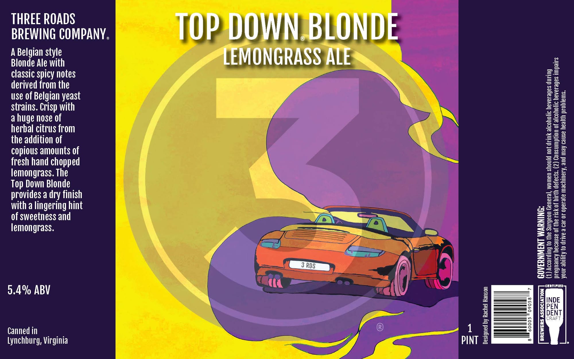 Top Down Blonde by Three Roads Brewing Company - beer label