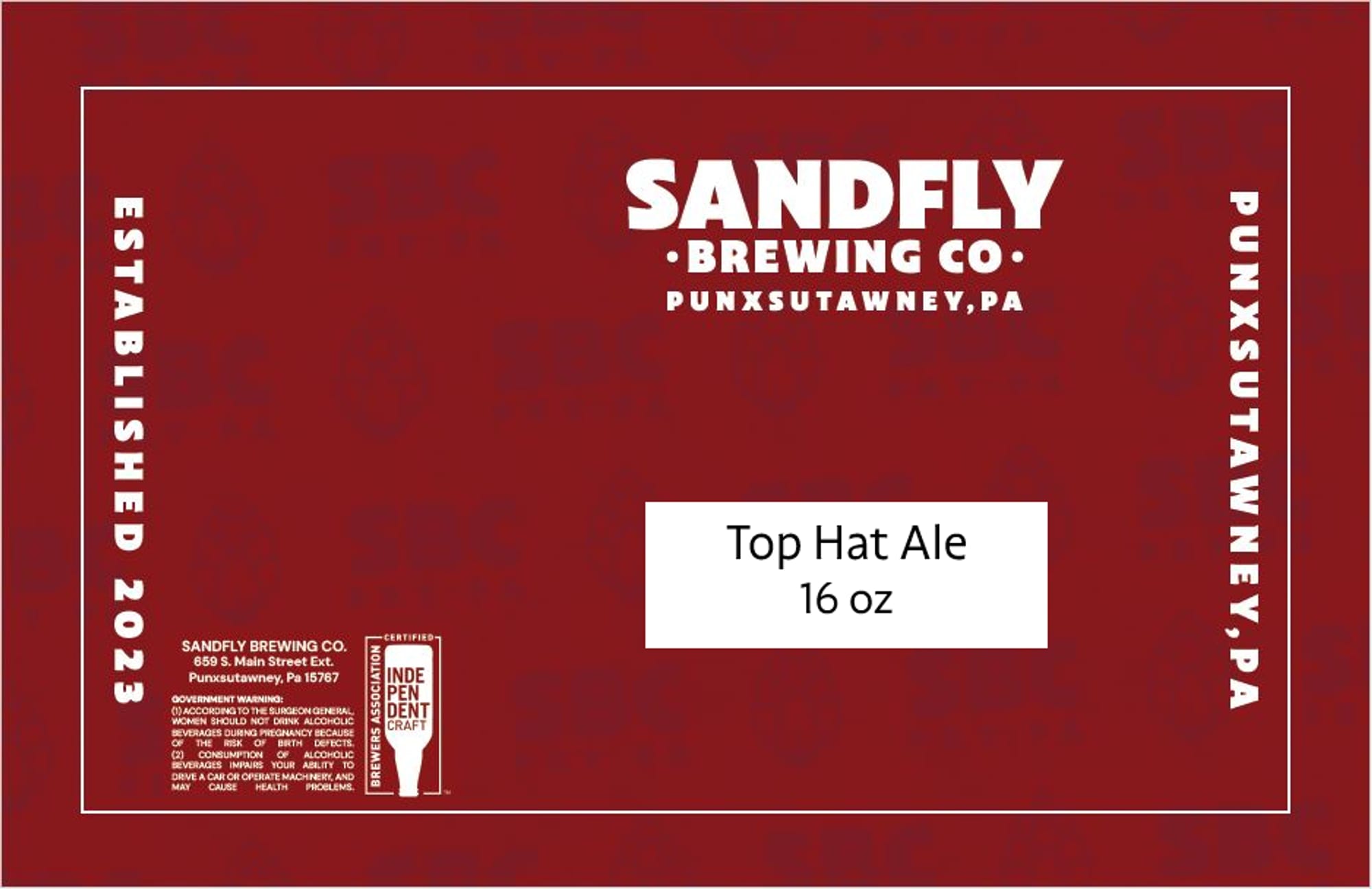 Top Hat Ale by Sandfly Brewing Co. - beer label