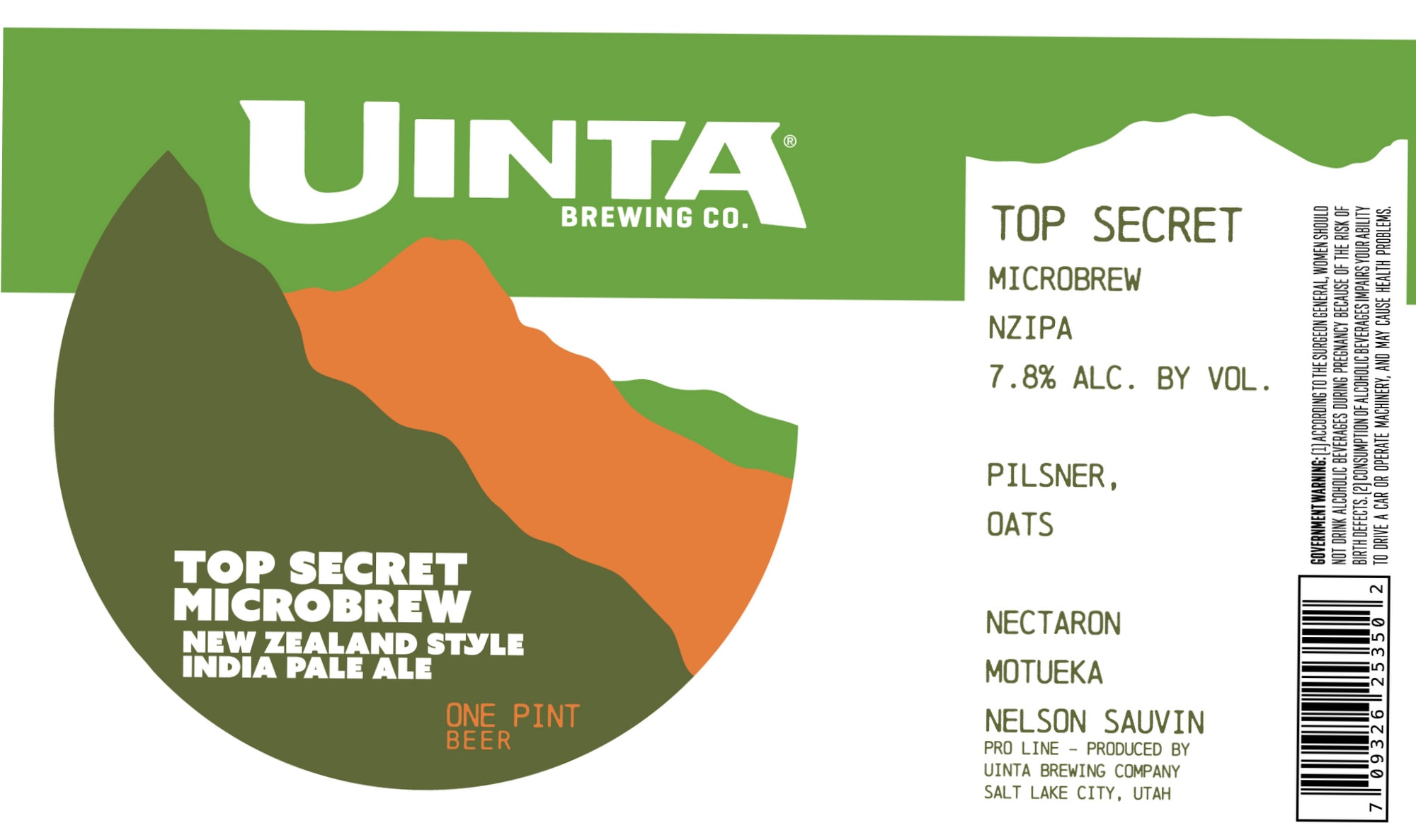 Top Secret by Uinta Brewing Co. - beer label