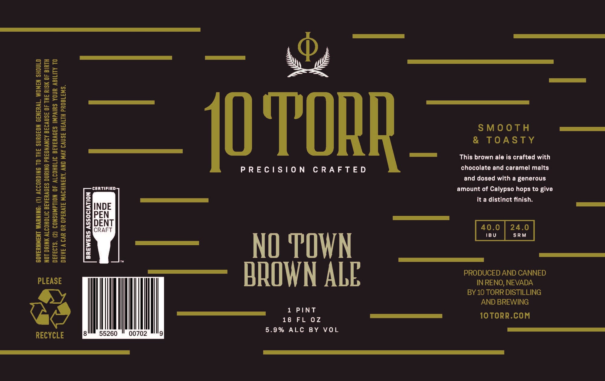 No Town Brown Ale by 10 Torr - beer label