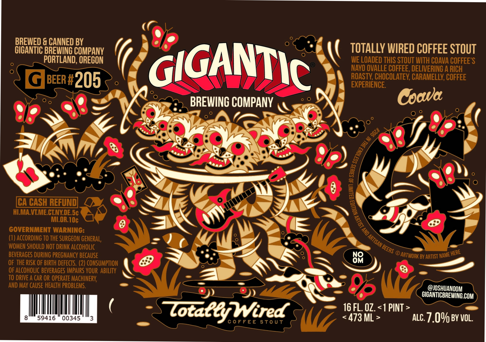 Totally Wired Coffee Stout by Gigantic Brewing Company - beer label