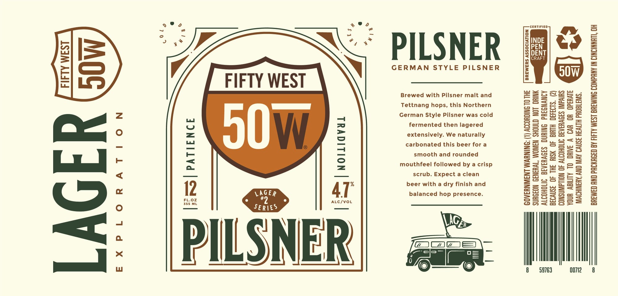 Tradition Pilsner by Fifty West Brewing Company - beer label