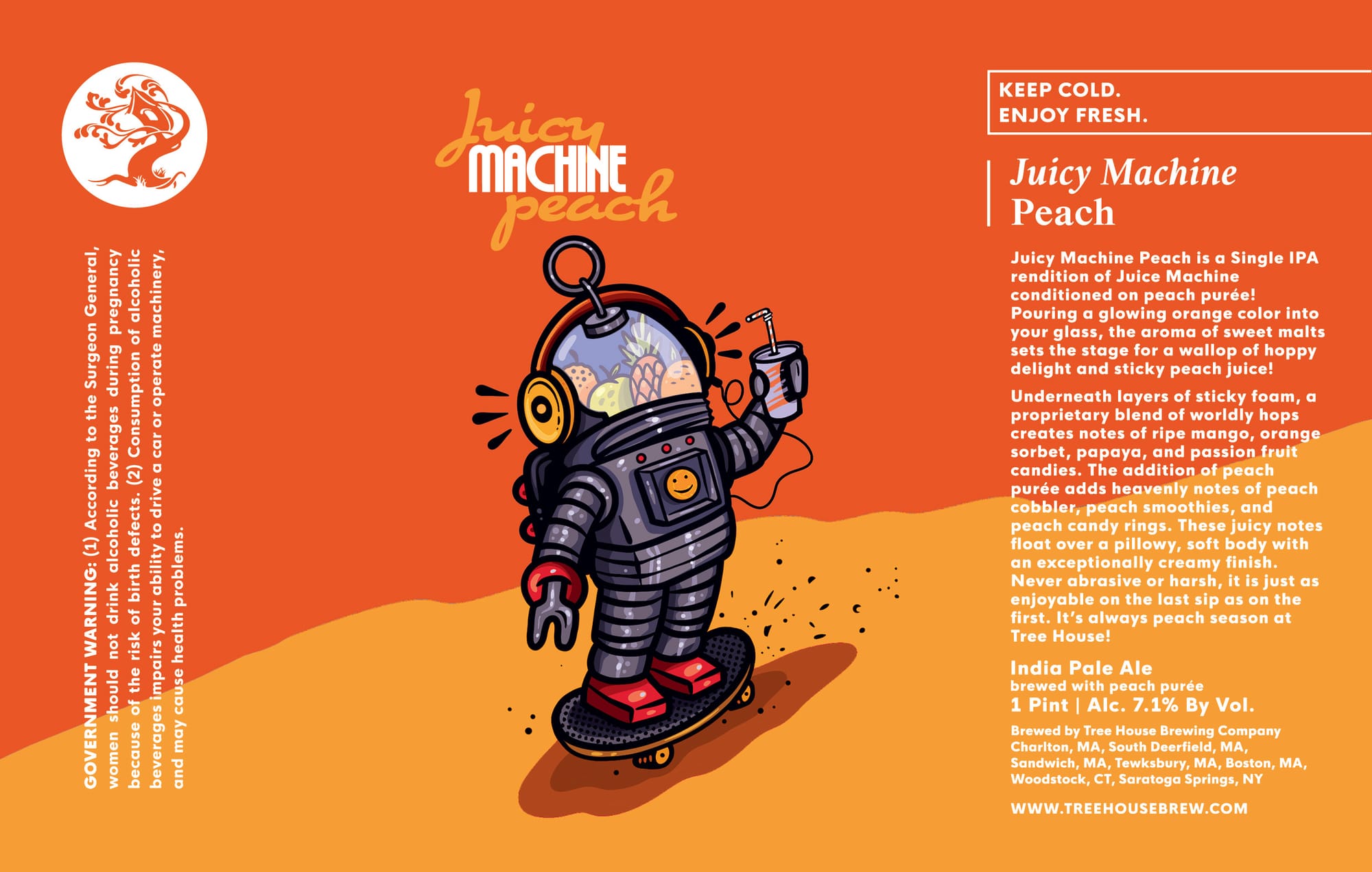 Juicy Machine Peach by Tree House Brewing Company - beer label