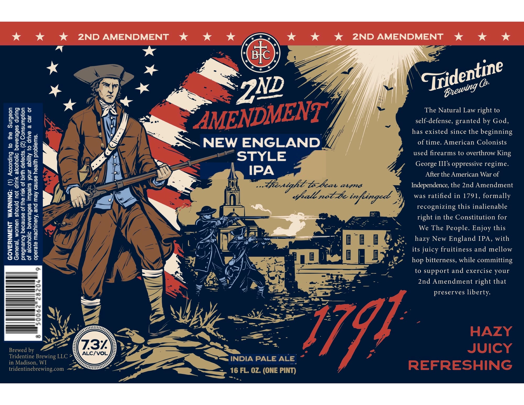 2nd Amendment New England IPA by Tridentine Brewing Co. - beer label