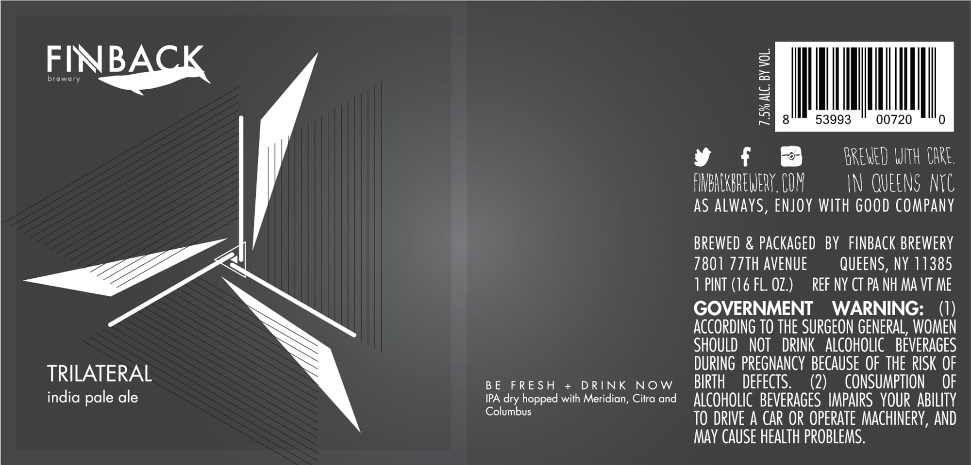 Trilateral by Finback Brewery - beer label