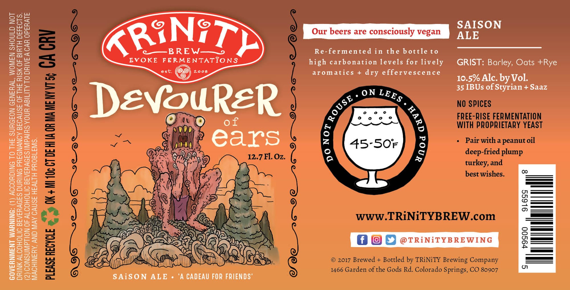 Devourer of Ears by Trinity Brewing - beer label