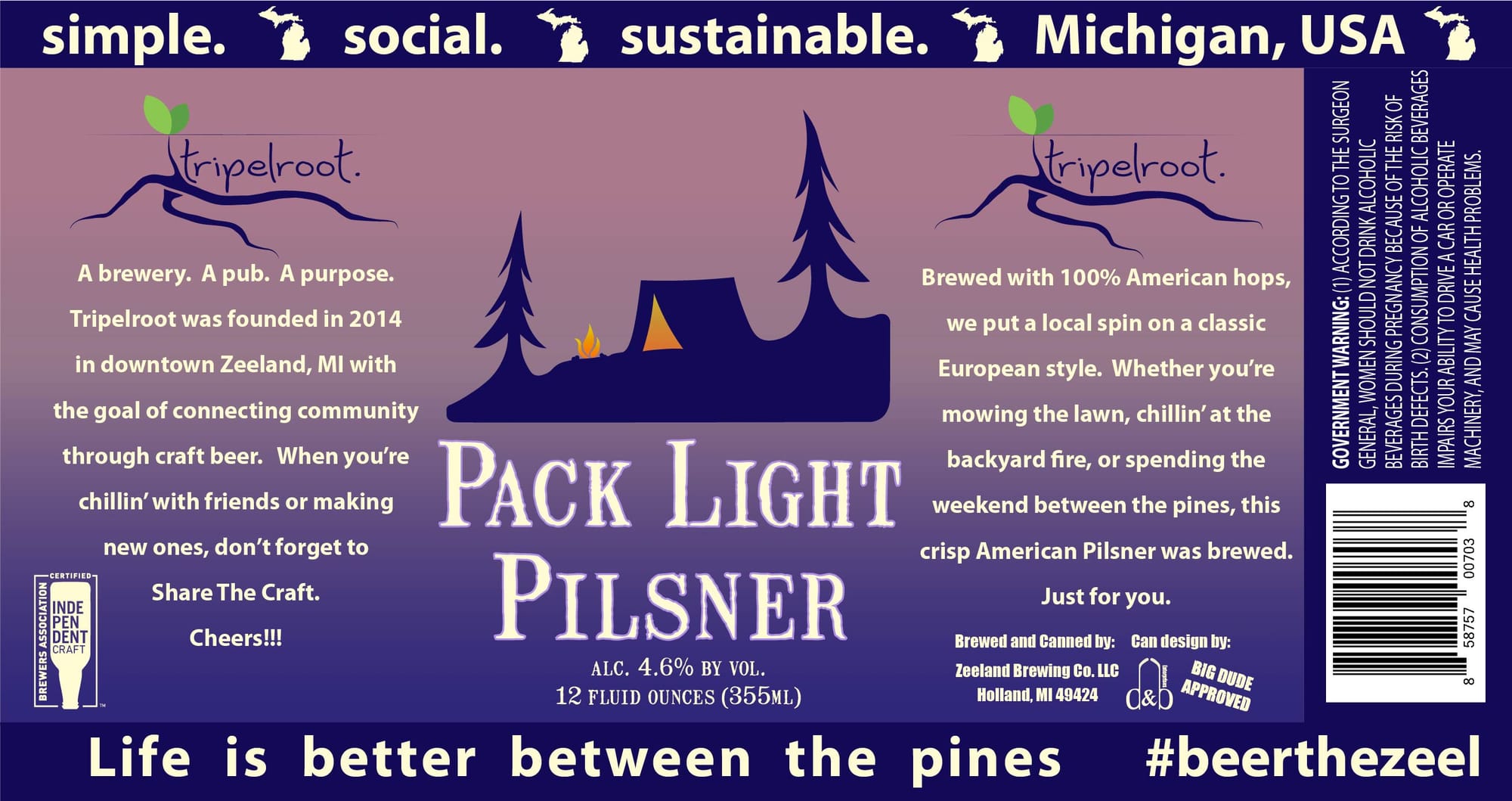 Pack Light Pilsner by Tripelroot - beer label