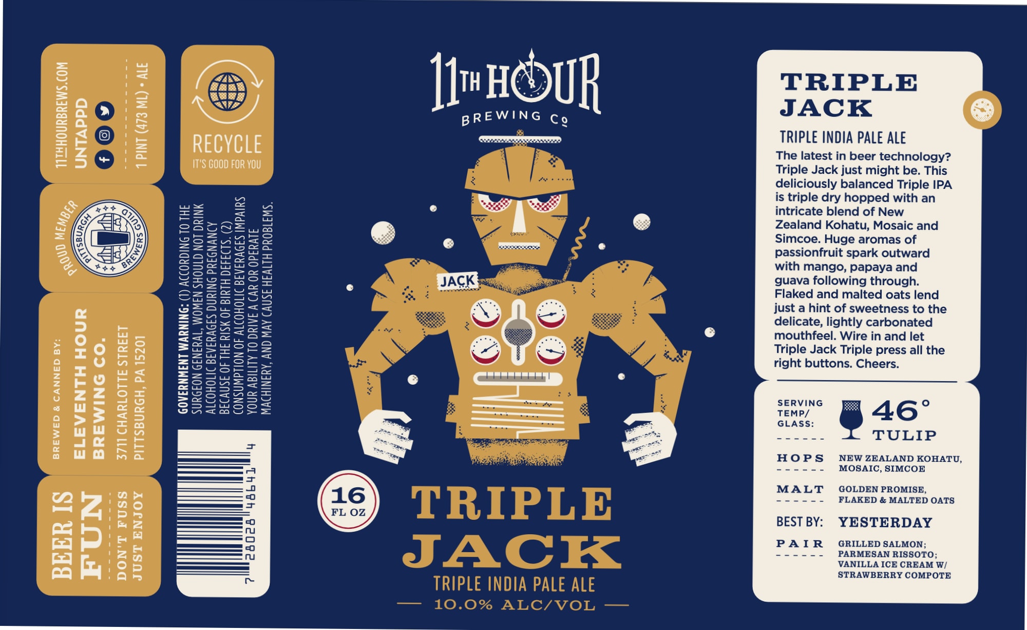 Triple Jack by 11th Hour Brewing Co. - beer label