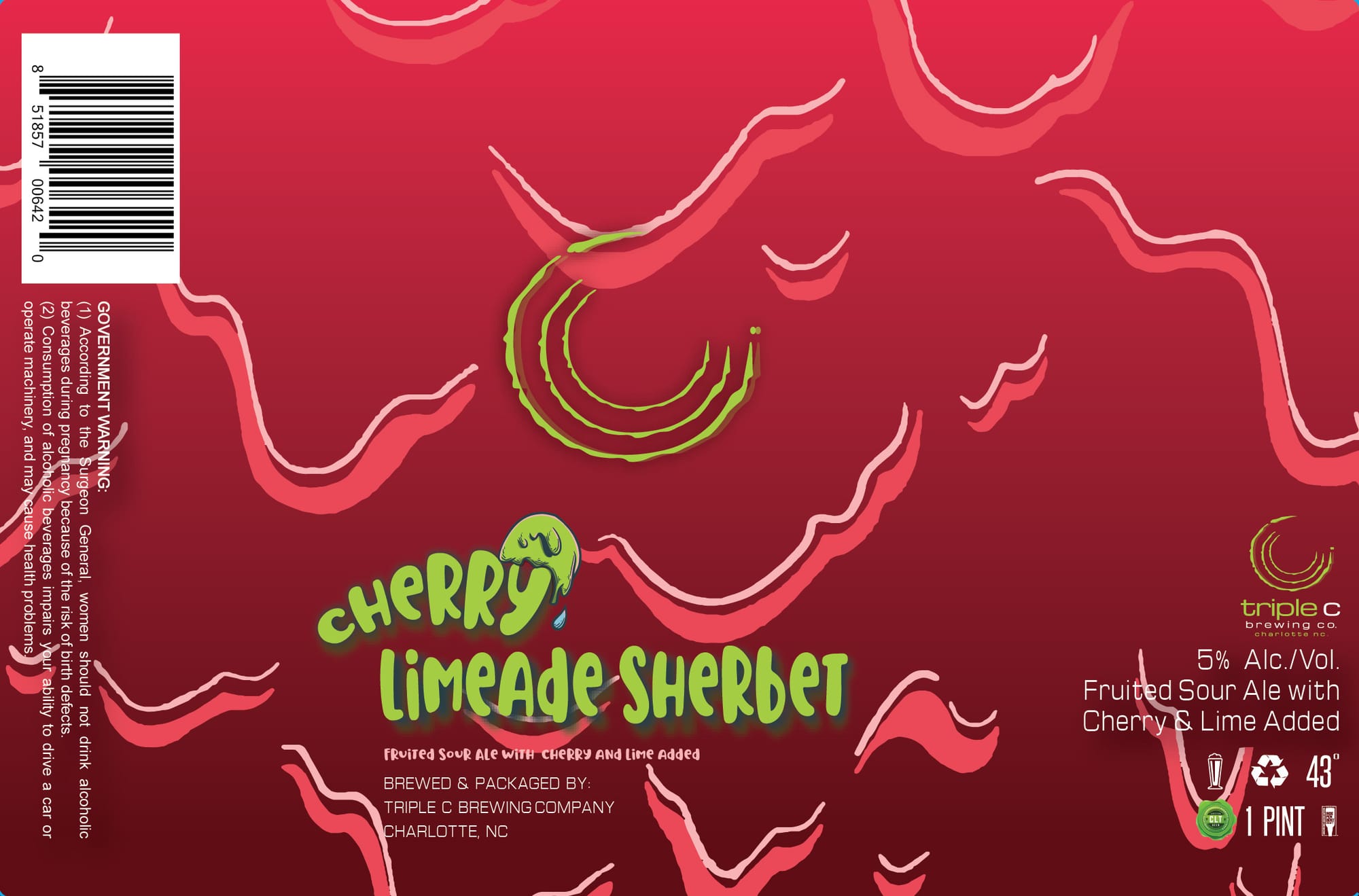 Limeade Sherbet by Triple C Brewing Company - beer label