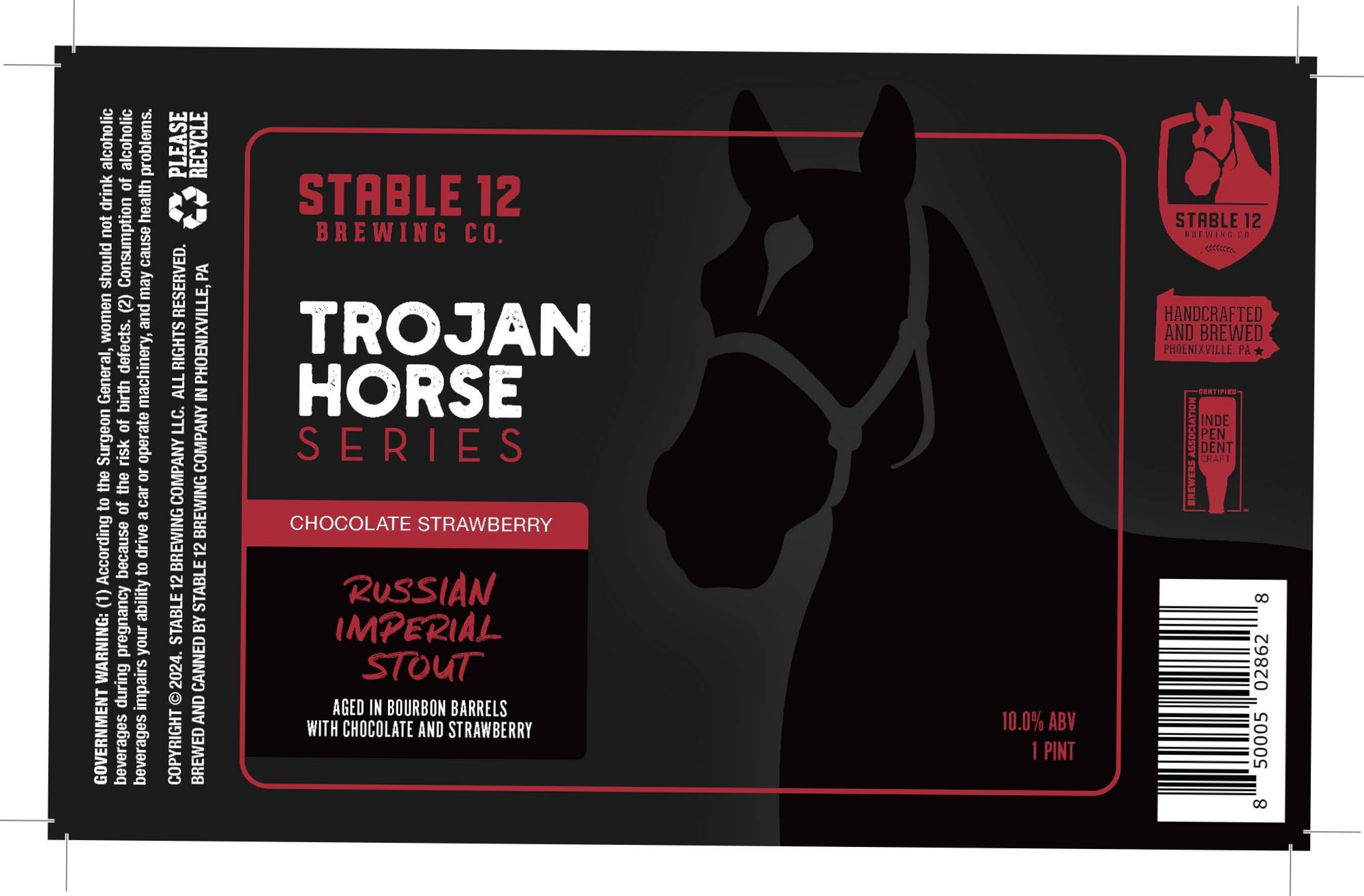 Trojan Horse - Chocolate Strawberry by Stable 12 Brewing Co. - beer label