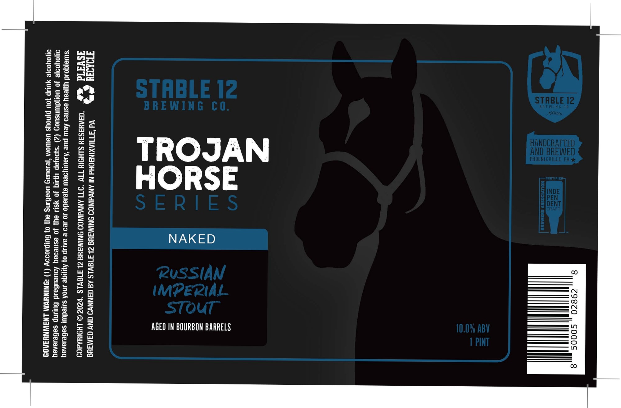 Trojan Horse Naked Russian Imperial Stout by Stable 12 Brewing Co. - beer label