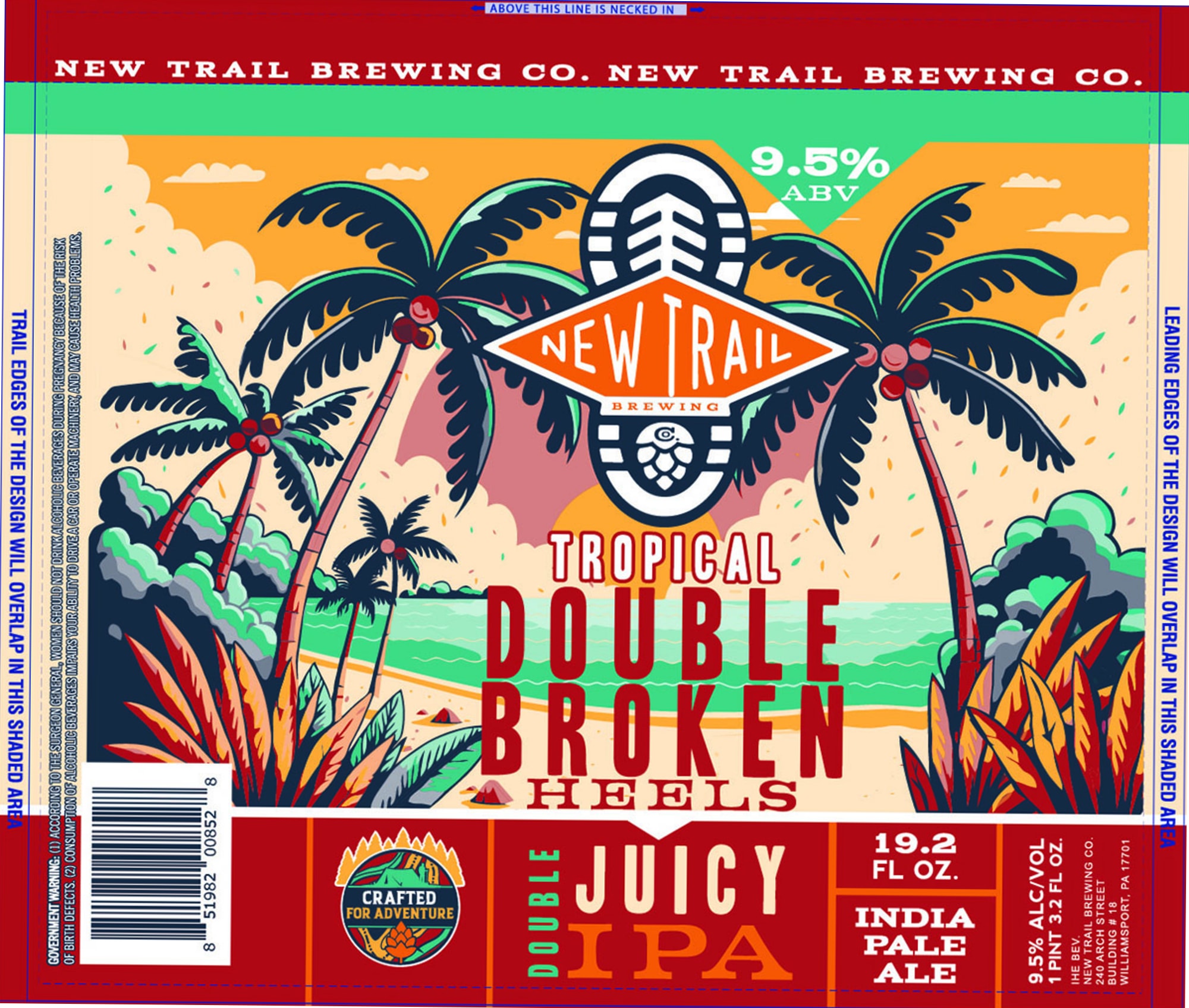 Tropical Double Broken Heels by New Trail Brewing Co. - beer label