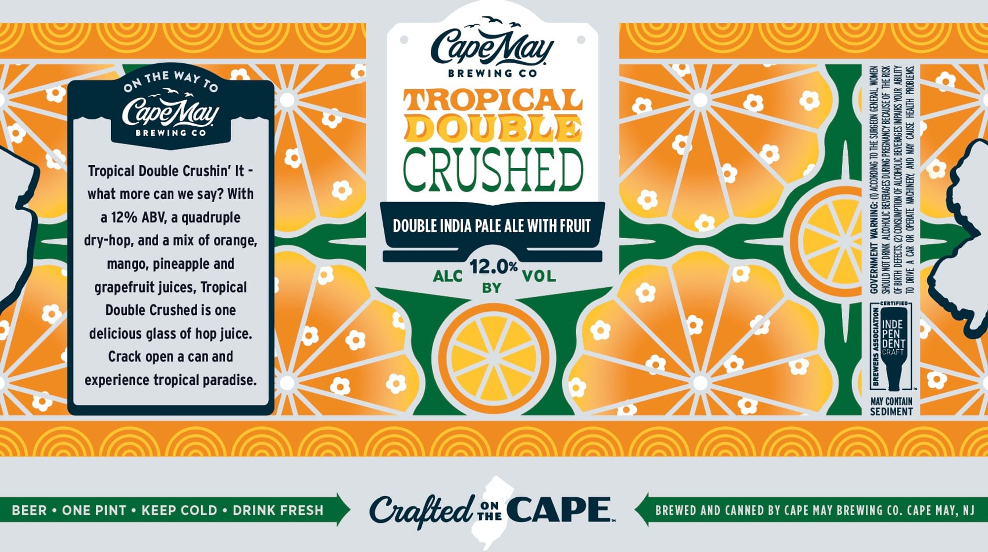 Tropical Double Crushed by Cape May Brewing Co. - beer label