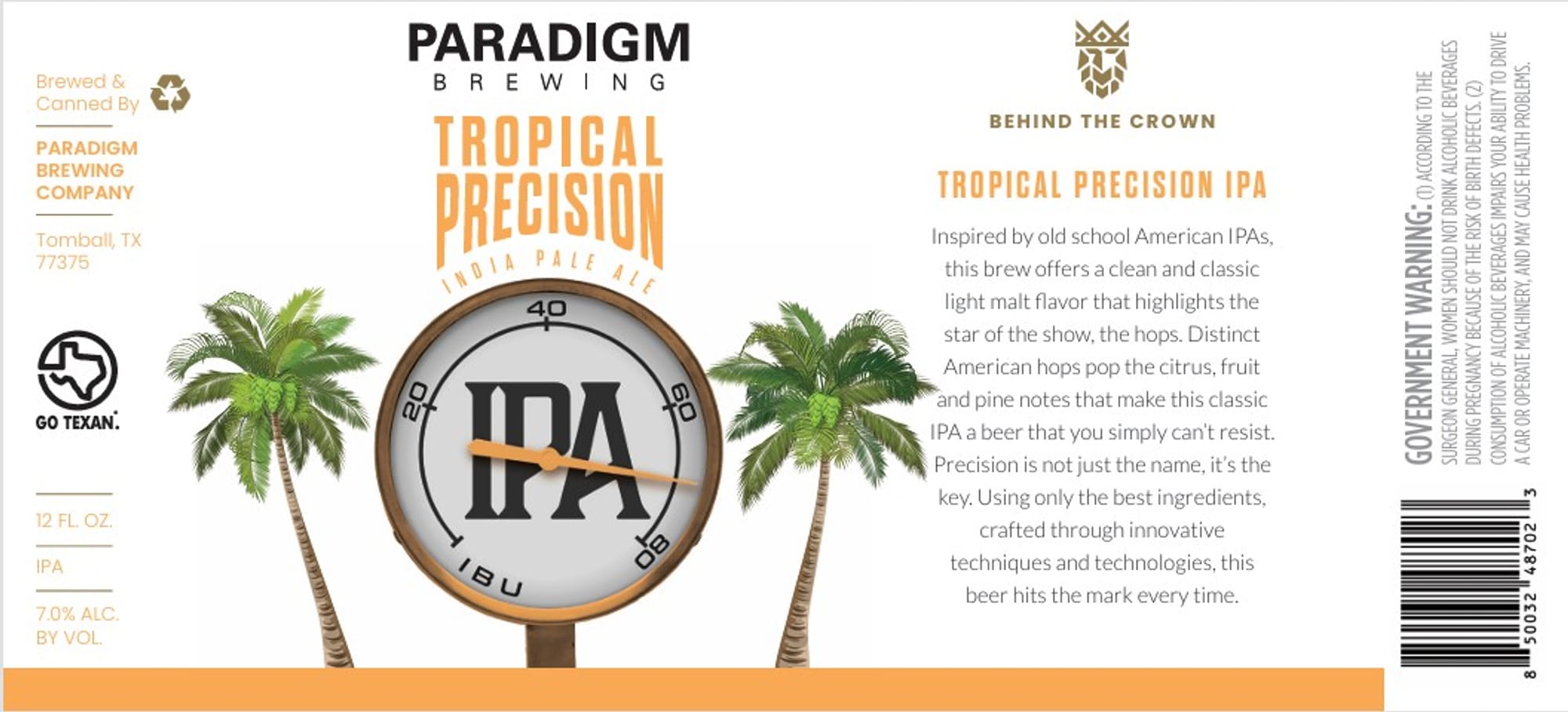 Tropical Precision by Paradigm Brewing Company - beer label