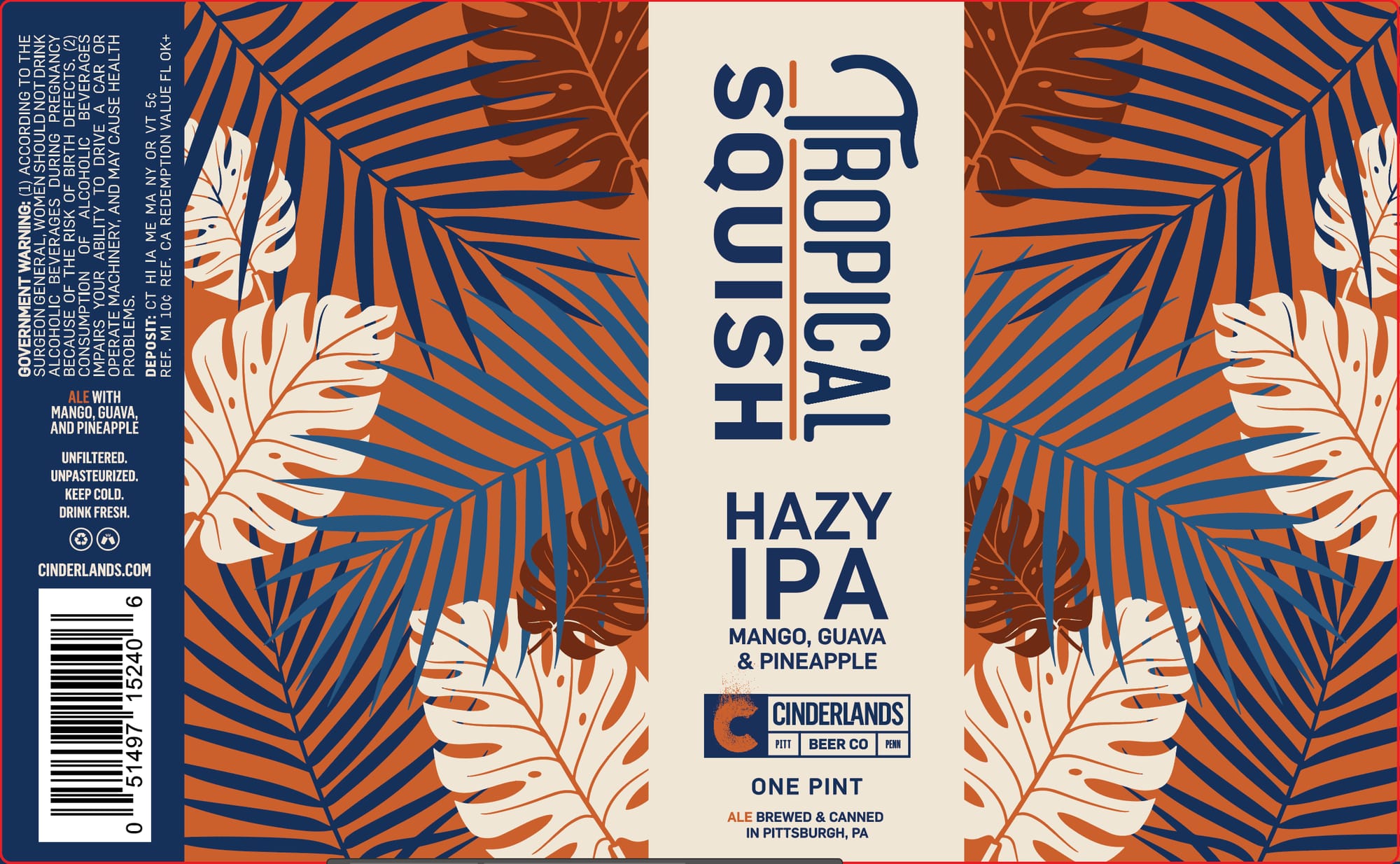 Tropical Squish by Cinderlands Brewing Co - beer label
