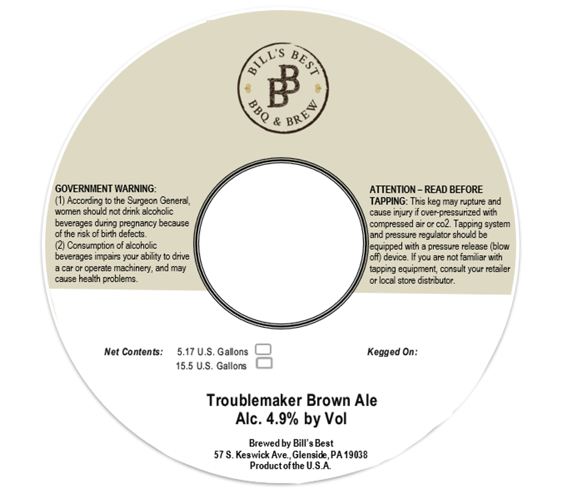 TroubleMaker Brown Ale by Bill’s Best BBQ & Brew - beer label