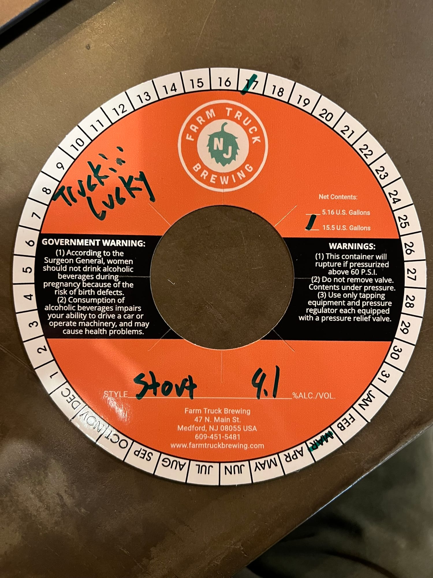 Truck’n Stout by Farm Truck Brewing - beer label