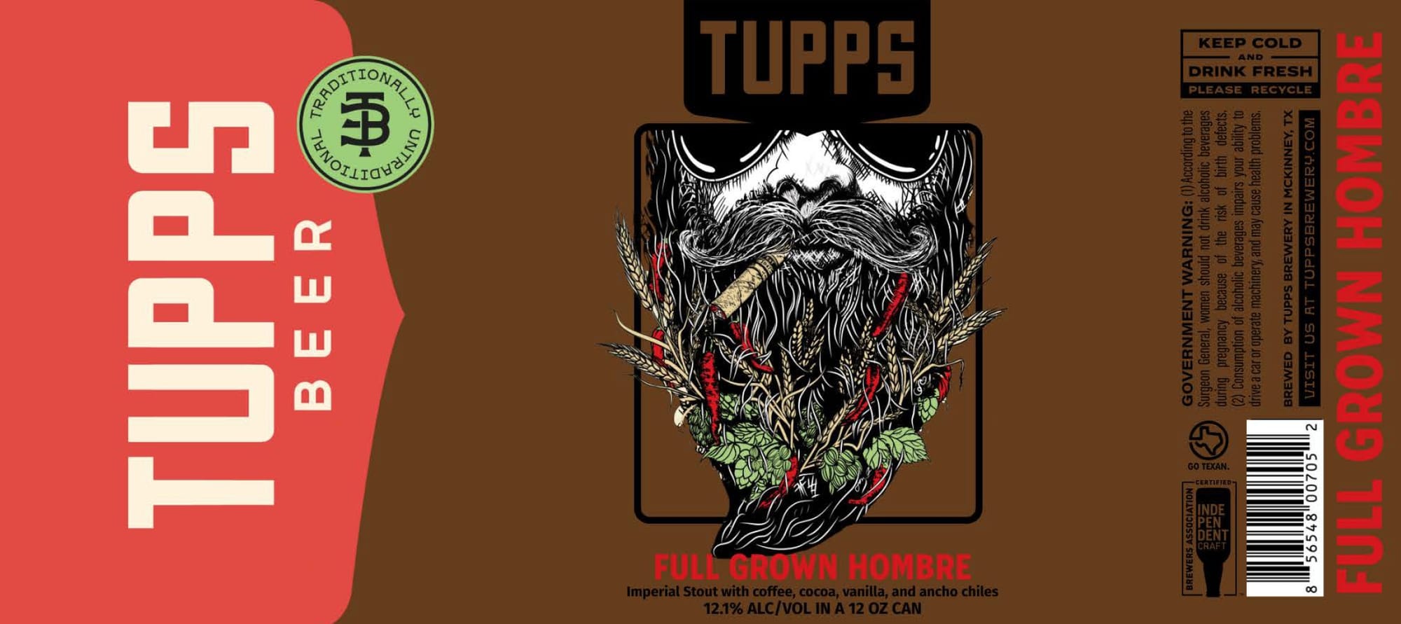 Full Grown Hombre by Tupps Brewery - beer label