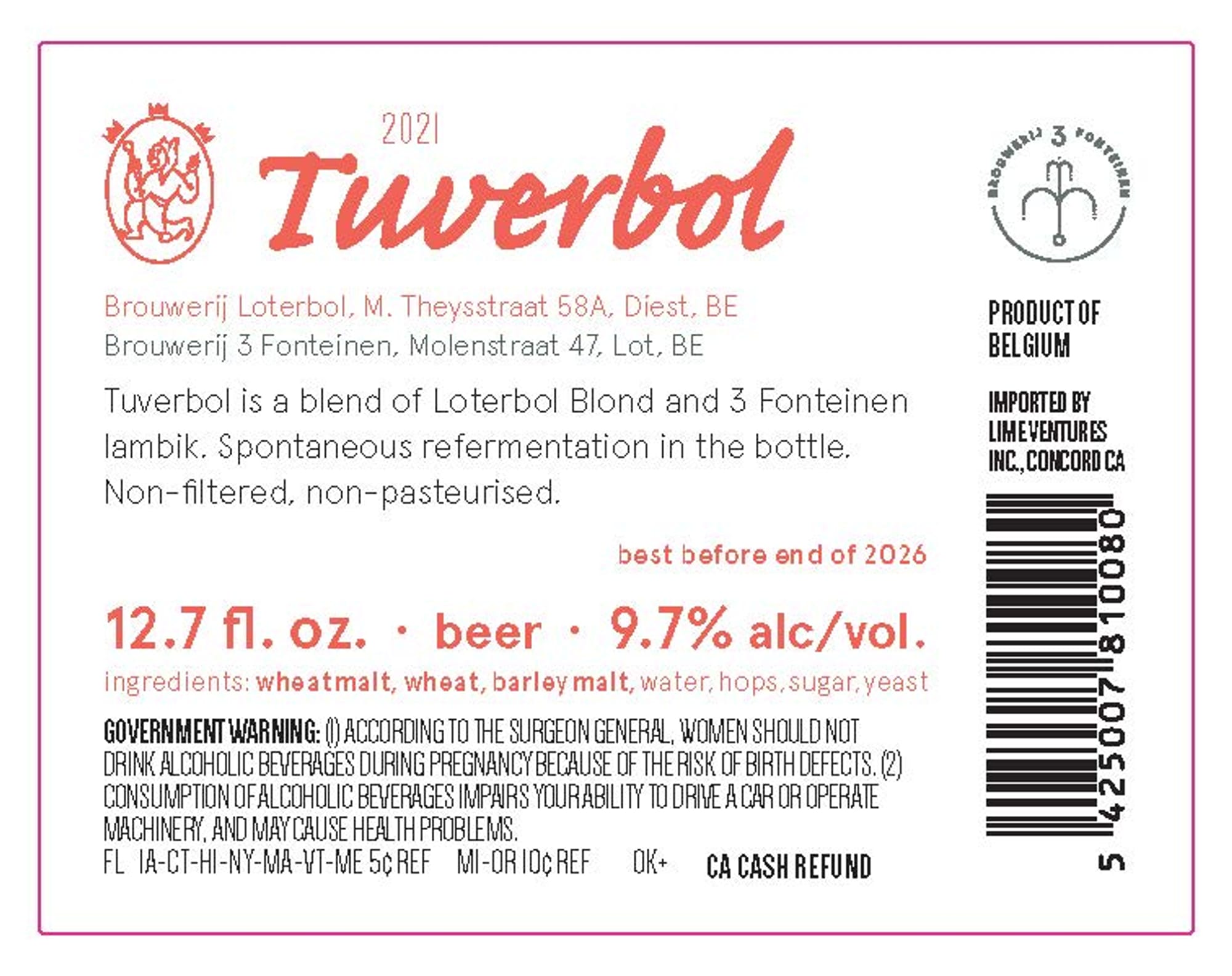 Tuverbol by Brouwerij Loterbol & 3 Fonteinen - beer label