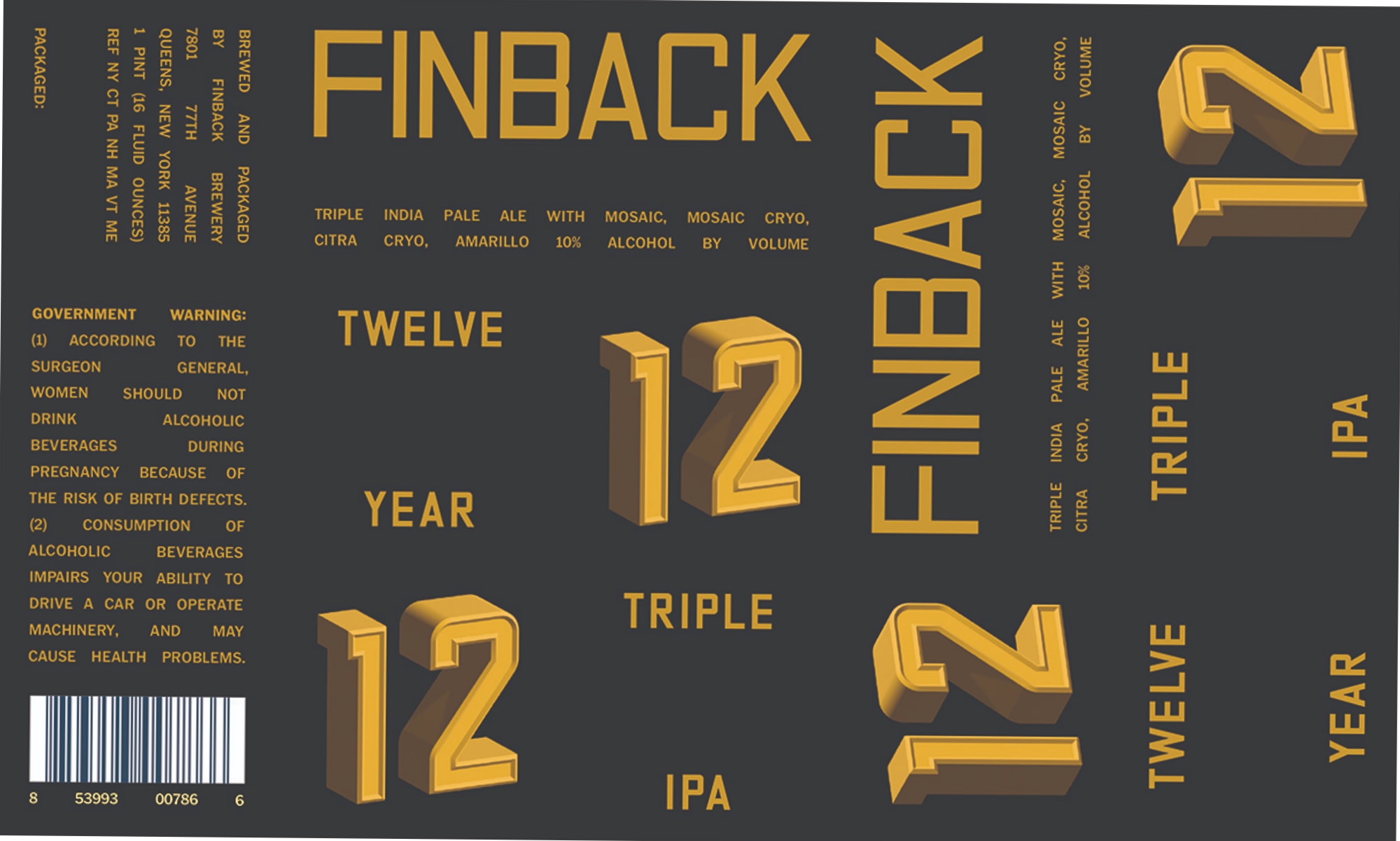Twelve 2.0 by Finback Brewery - beer label