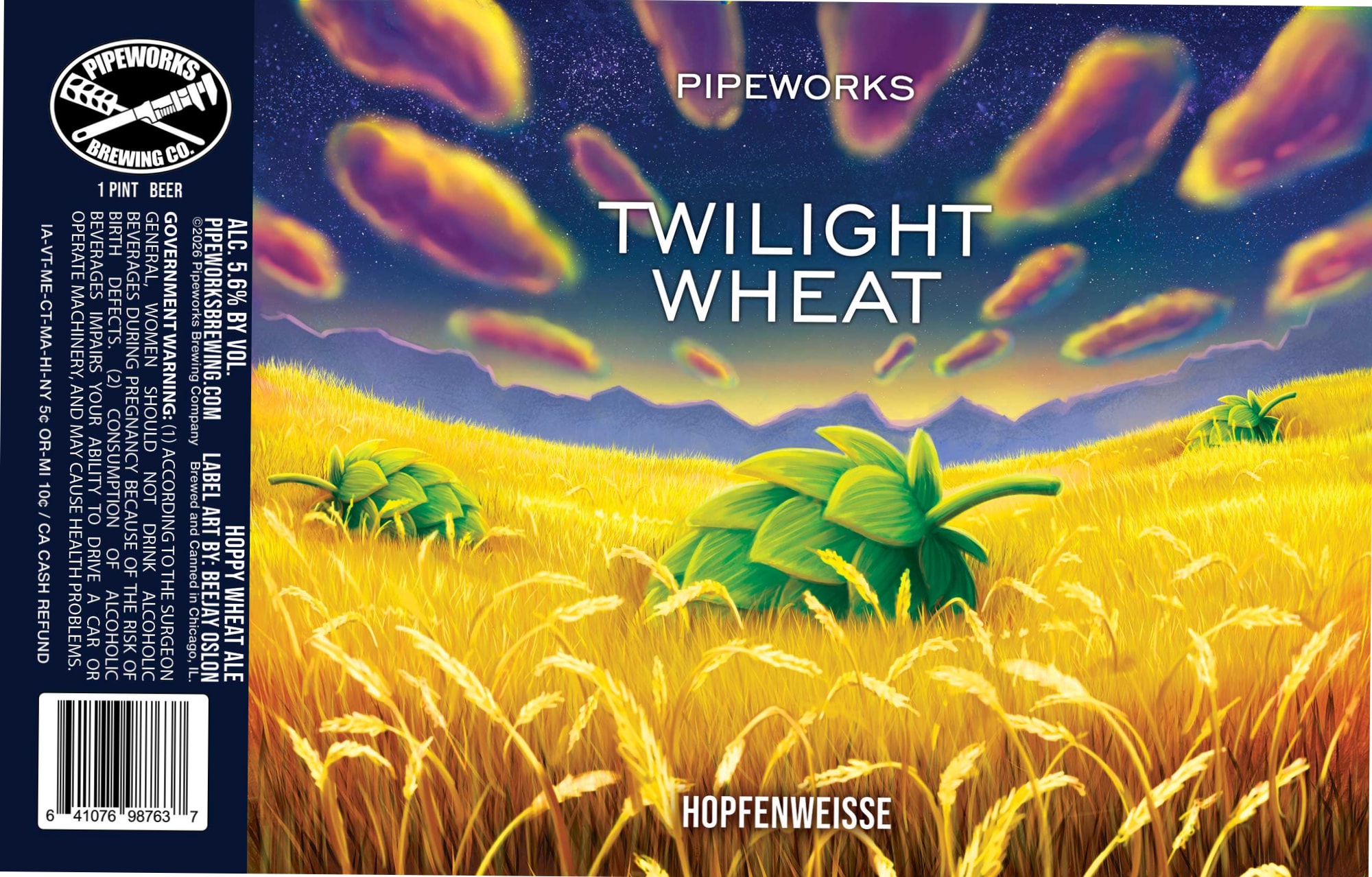 Twilight Wheat by Pipeworks Brewing Co. - beer label
