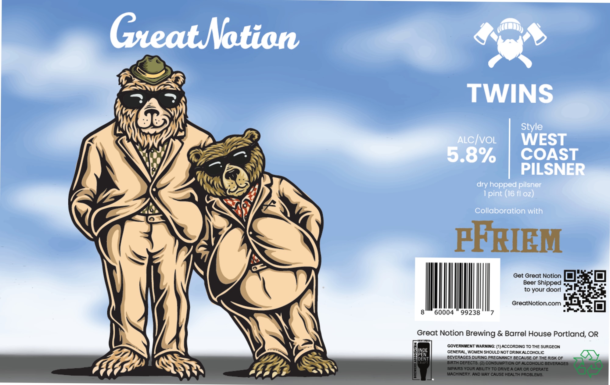 Twins by Great Notion Brewing - beer label